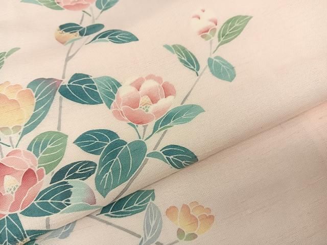 平和屋着物○訪問着 紬地 手描き 枝花文 正絹 逸品 AAAV7032zg