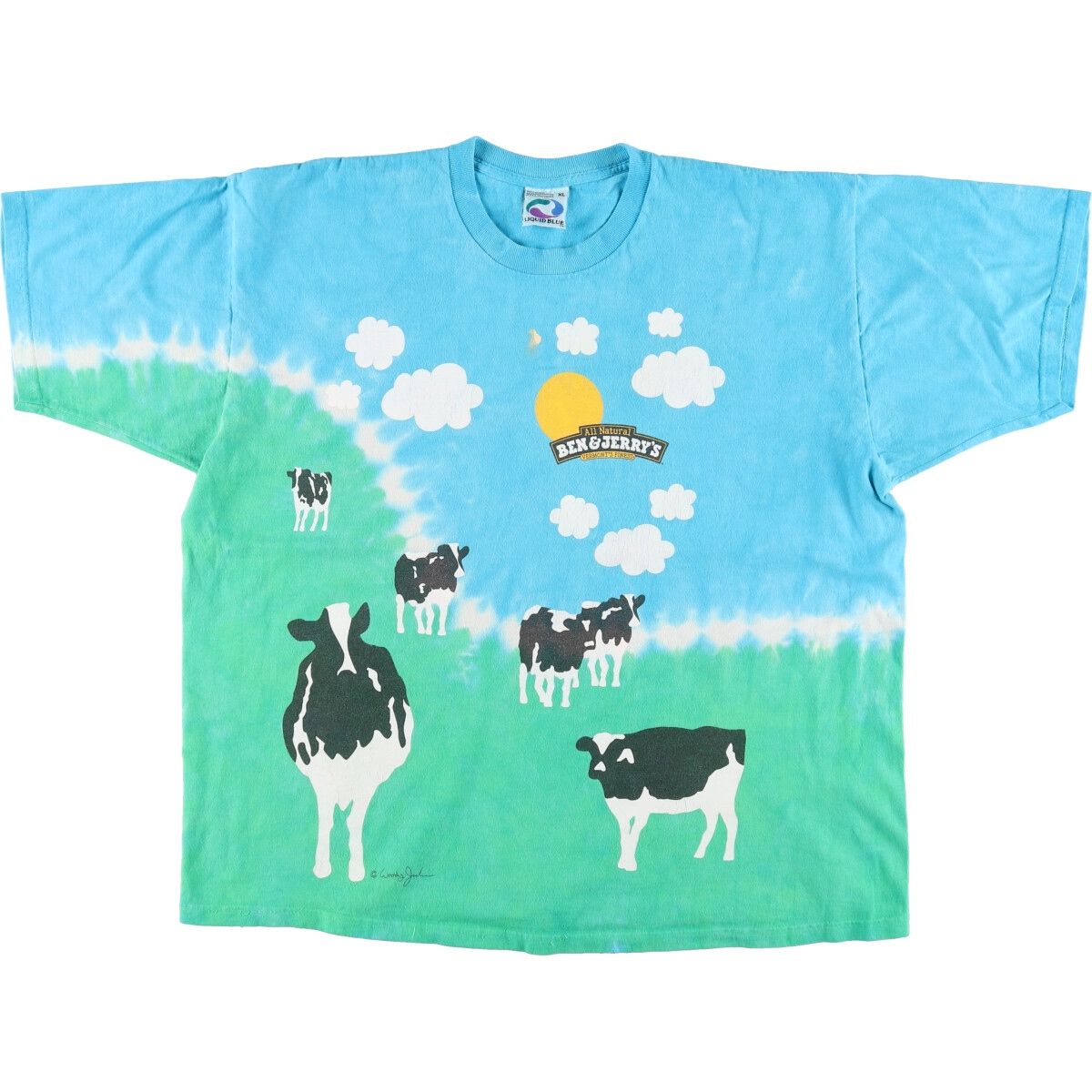 古着 90年代 リキッドブルー LIQUID BLUE BENu0026JERRY'S ベンアンドジェリーズ アドバタイジングTシャツ メンズXL相当/evb007069