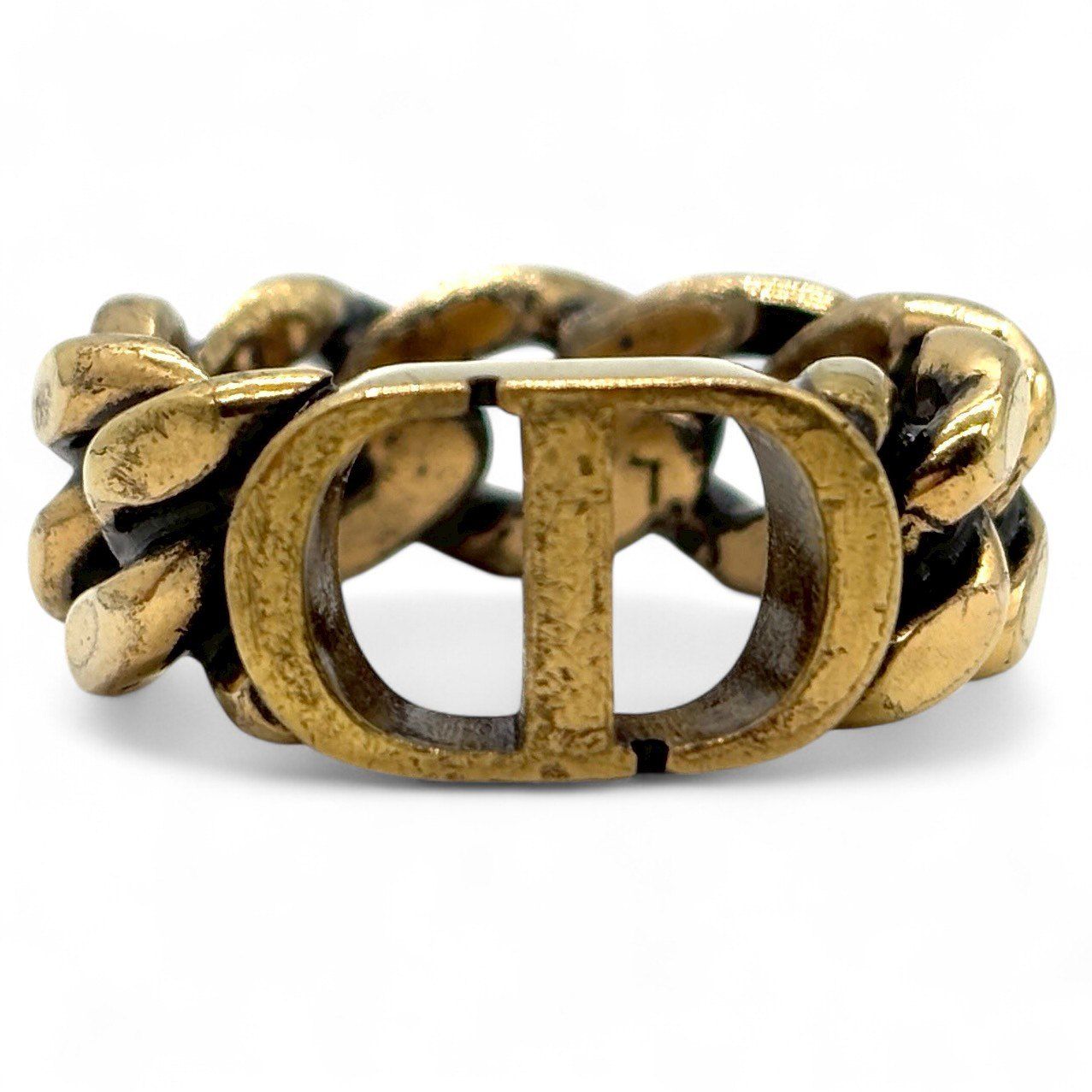 指先に格上げ Christian Dior リング 喜平チェーン CDロゴ 30 モンテーニュ アンティーク Lサイズ 14号 ゴールド