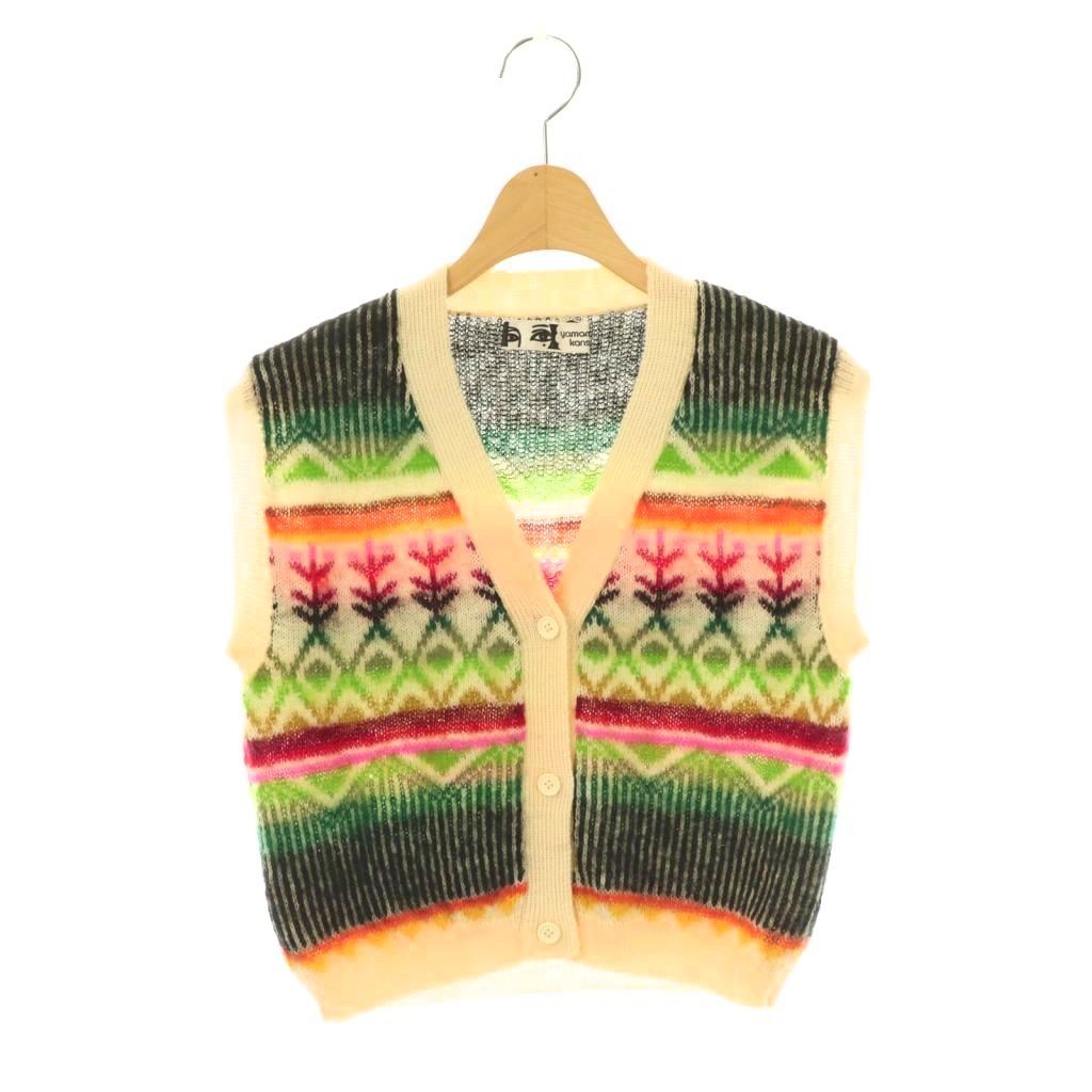 カンサイヤマモト KANSAI YAMAMOTO フェアアイル柄ニットベスト Vネック マルチ DF OS SH