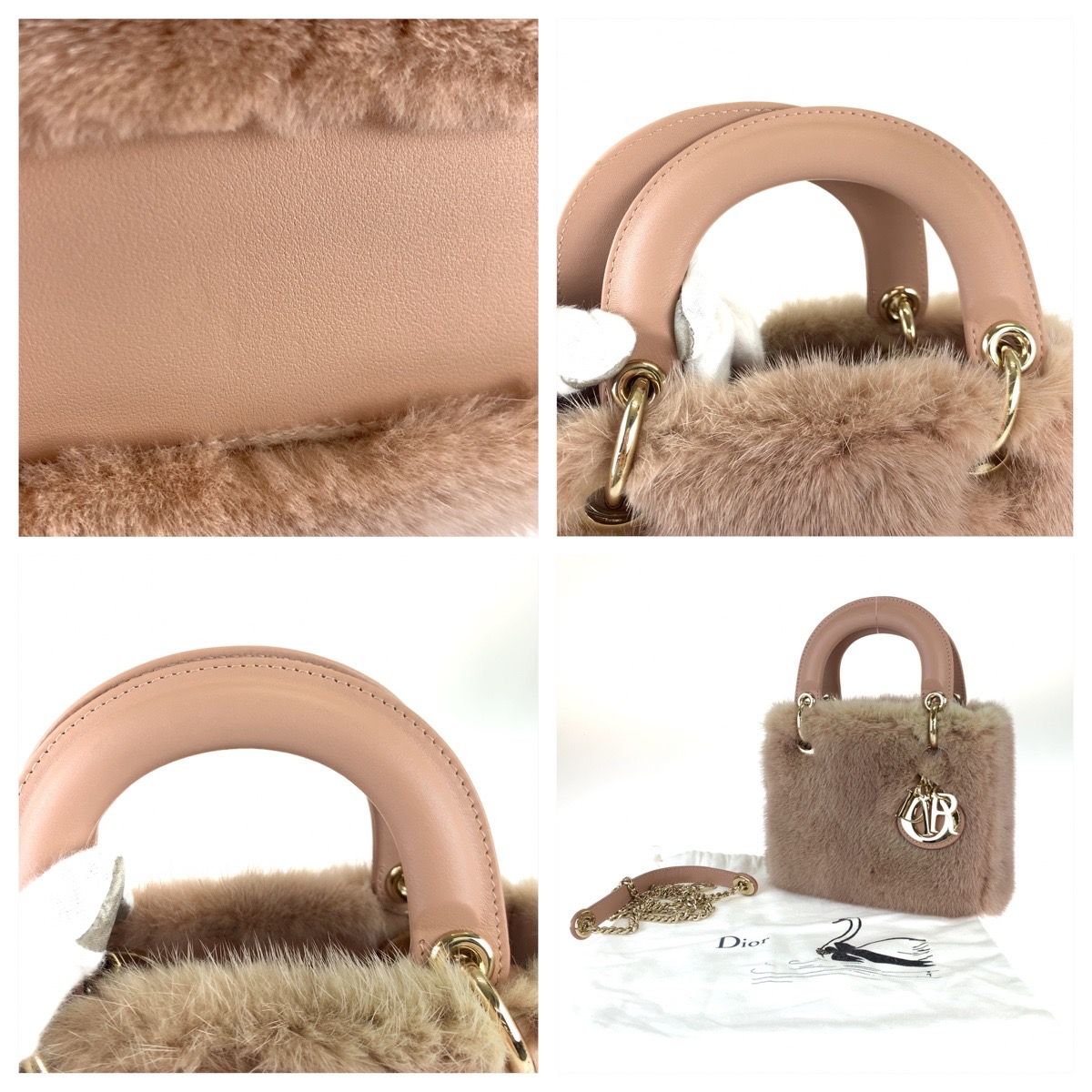 超美品 Dior ディオール レディディオール ファー ピンク