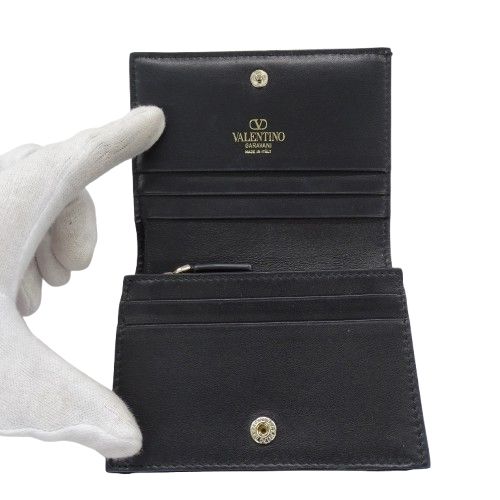 美品✨️　ヴァレンティノガラヴァーニ　ゴールド金具 × 黒レザー　折り財布 valentino garavani - □美品□ VALENTINO GARAVANI