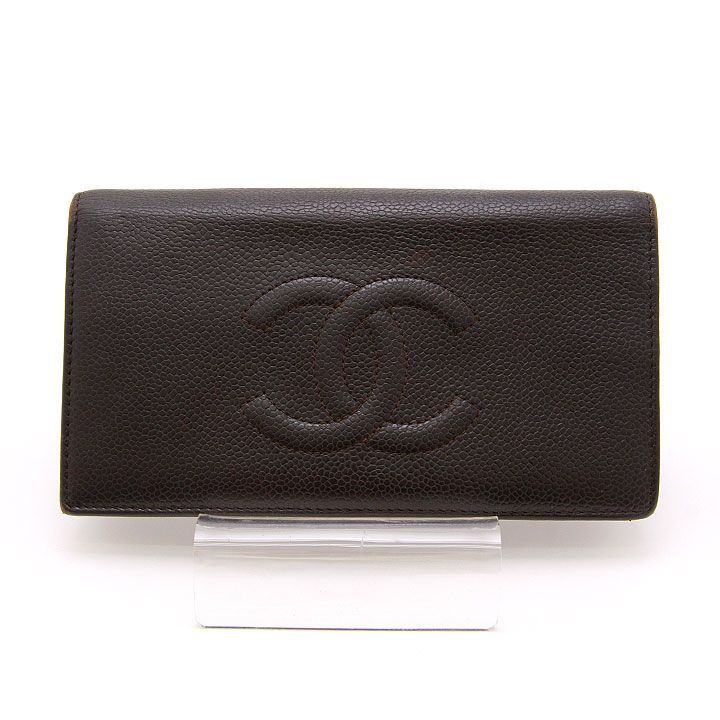 中古良品】シャネル CHANEL 長財布 キャビアスキン ココマーク A48651