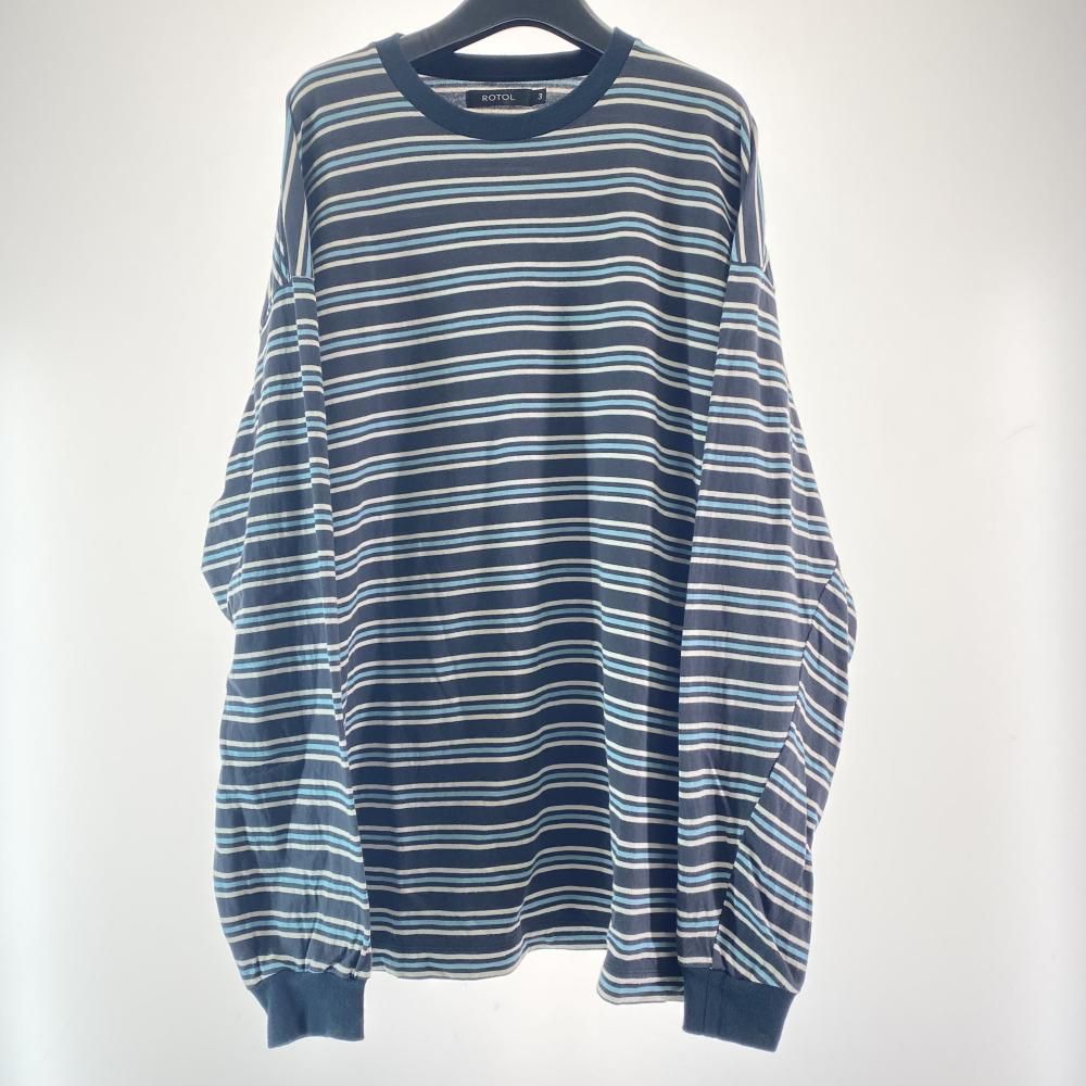 中古】ROTOL WIDE TWIST LONG SLEEVE TEE BORDER ネイビー サイズ3 