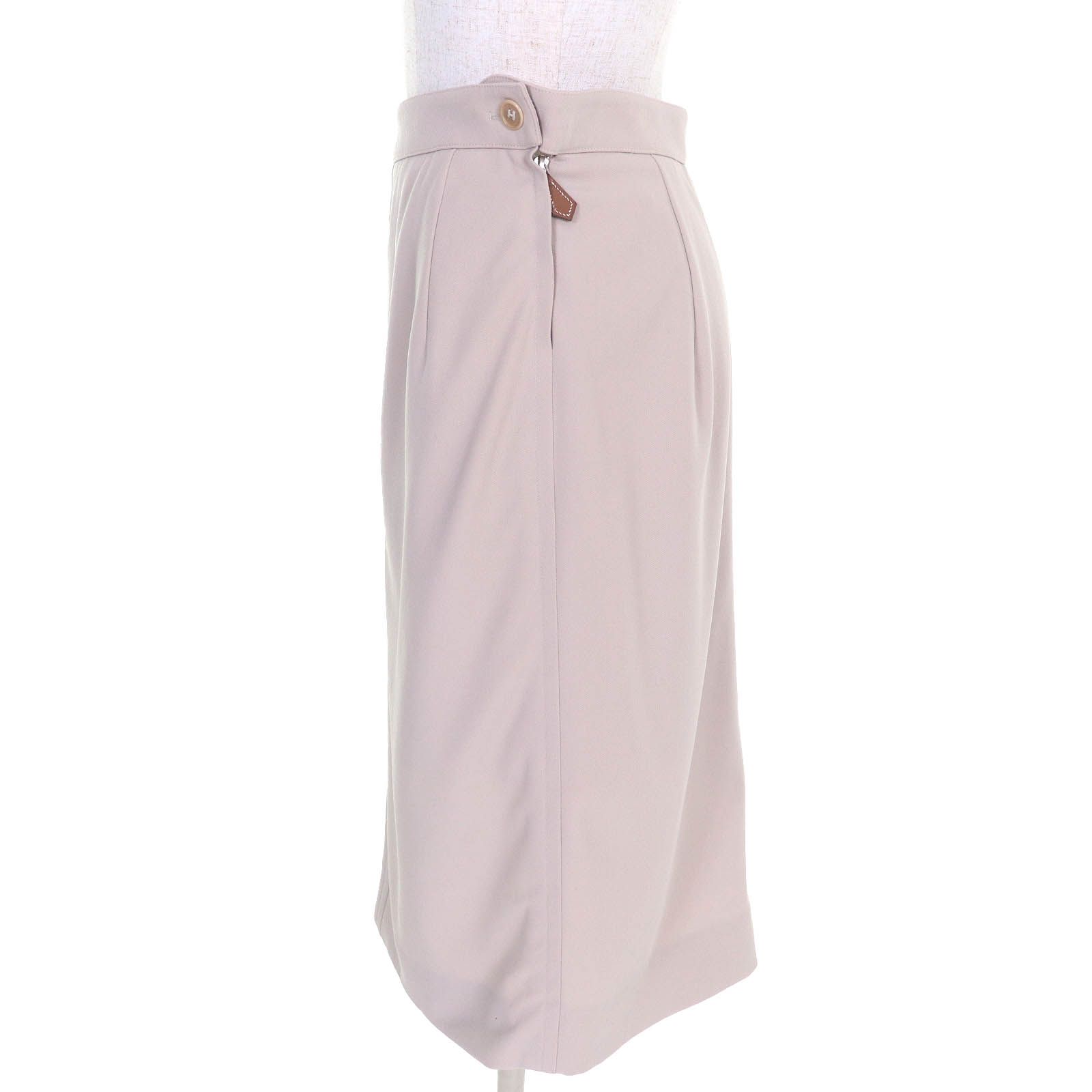 △HERMES エルメス ヴィンテージ ウール マルジェラ期 Hロゴボタン スカート ライトベージュ 38 フランス製 レディース