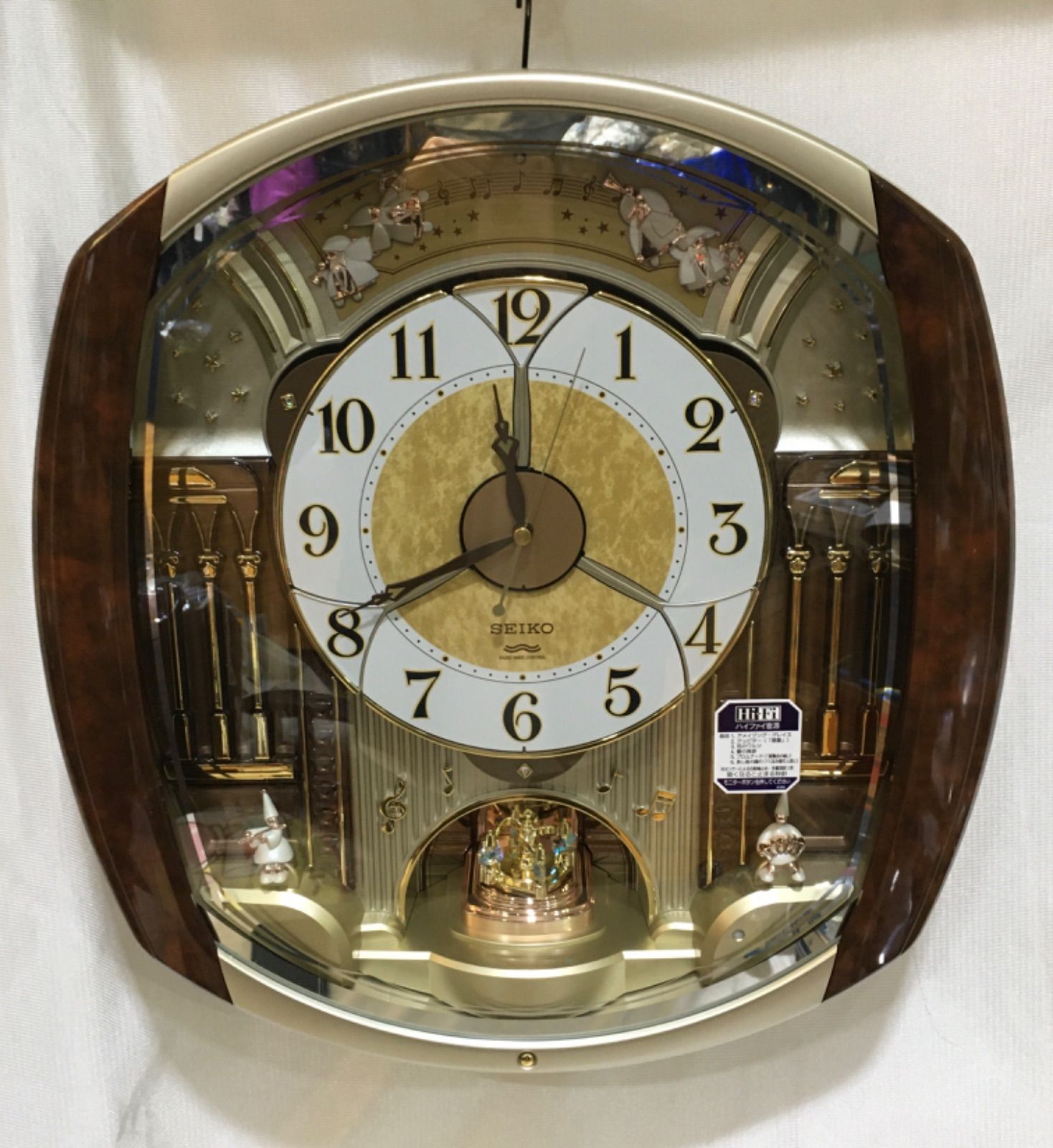 SEIKO セイコー からくり時計 電波 茶マーブル 回転飾り RE564H