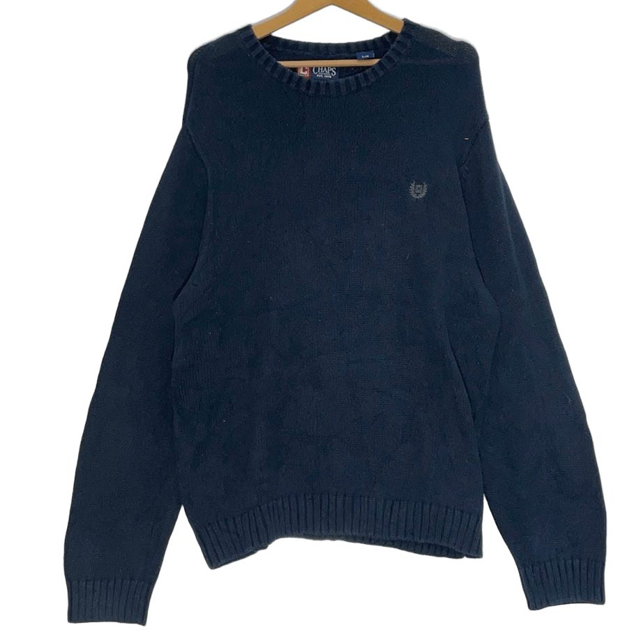 CHAPS/チャップス クルーネック ニット セーター 長袖 ワンポイント 