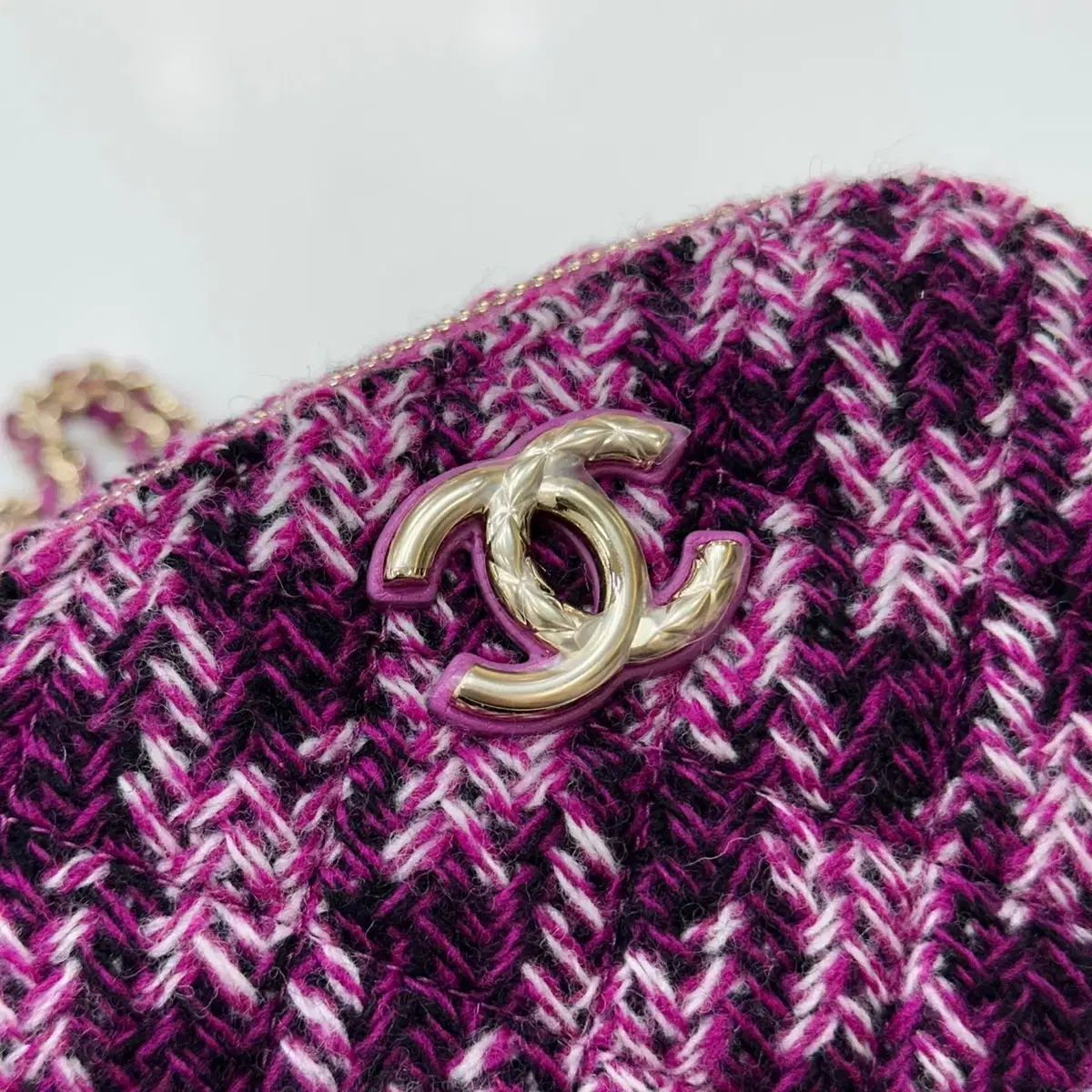 Chanel(シャネル) ハーフムーン ミニ チェーンバッグ ツイード ピンク 