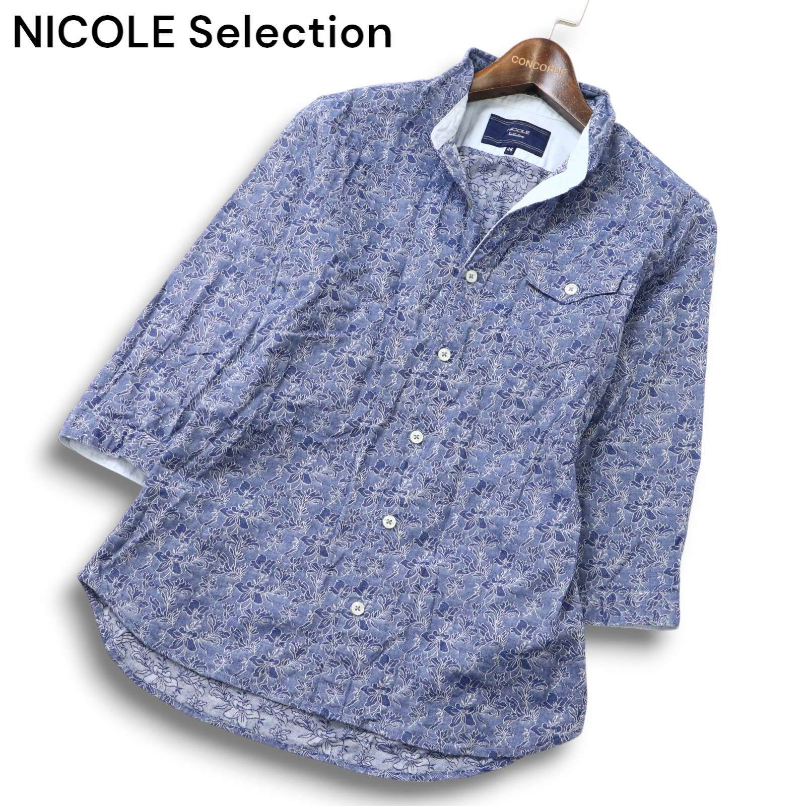 ●新品　ニコル　総柄　日本製　シャツ NICOLE CLUB FOR MEN tシャツ 総柄プリント半袖Tシャツ メンズ