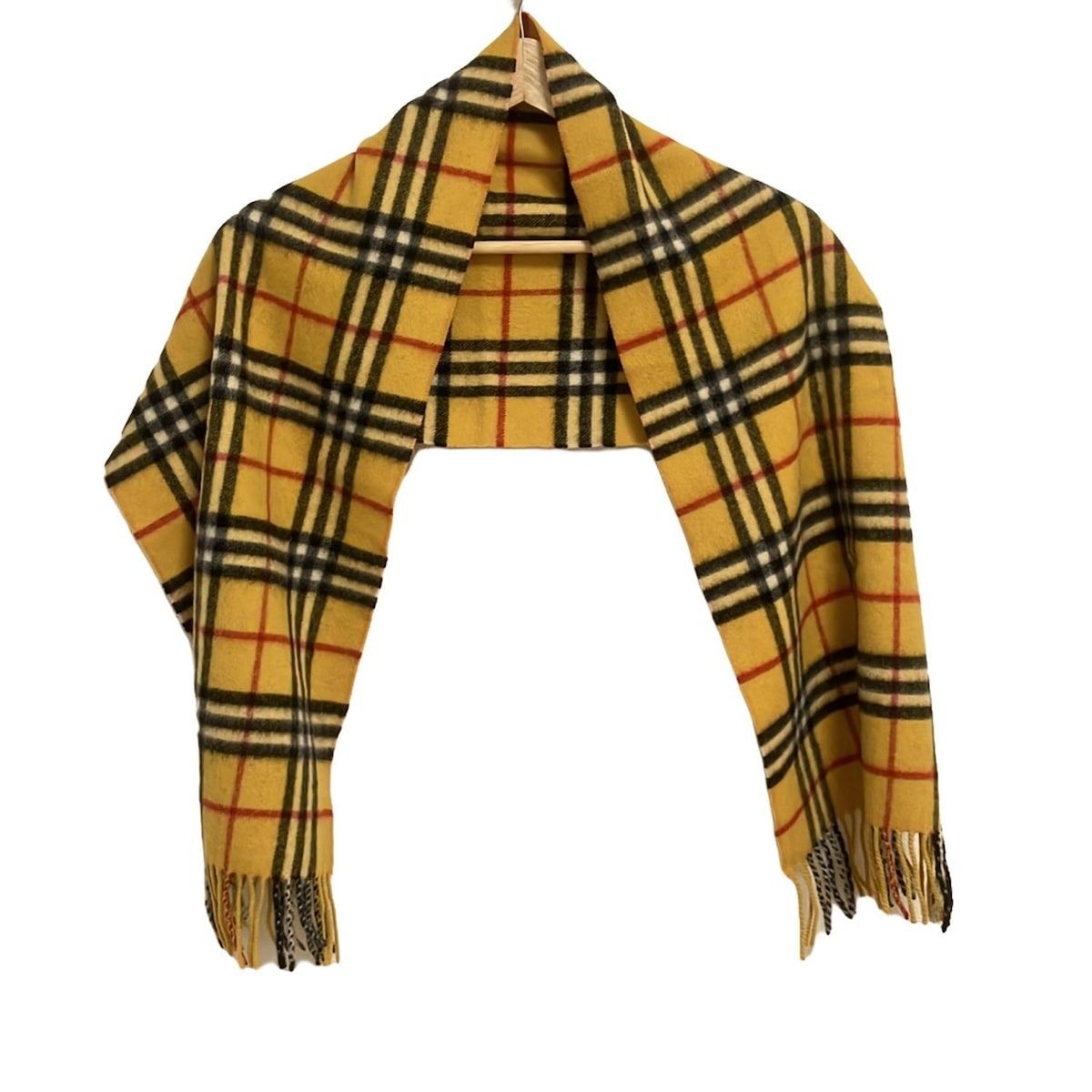 Burberry s バーバリーズ マフラー - ダークイエロー×マルチ チェック柄 カシミヤ
