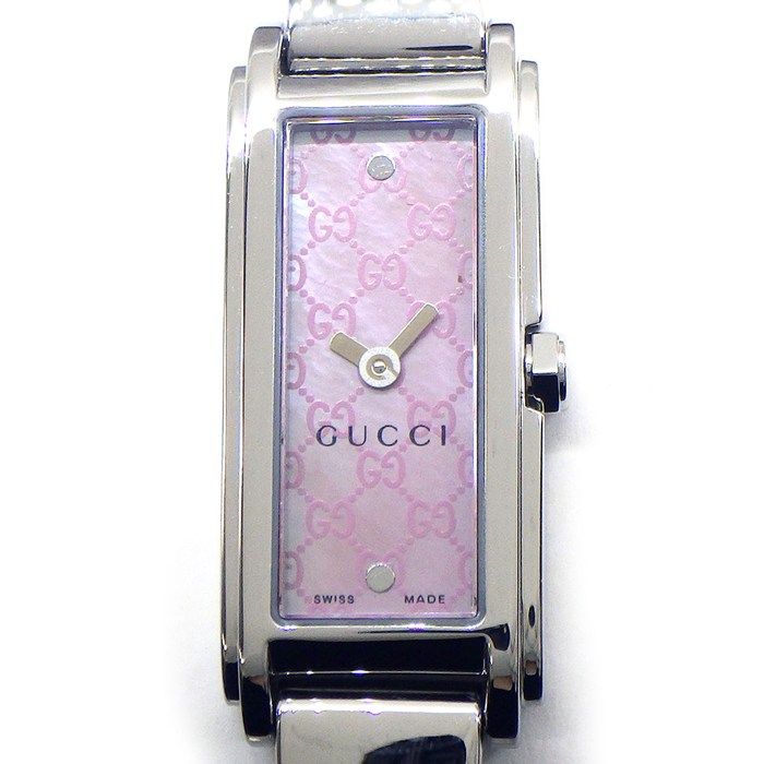 グッチ GUCCI 腕時計 バングルウォッチ Gライン 109 レクタンギュラー ピンクシェル文字盤 SS クオーツアナログ
