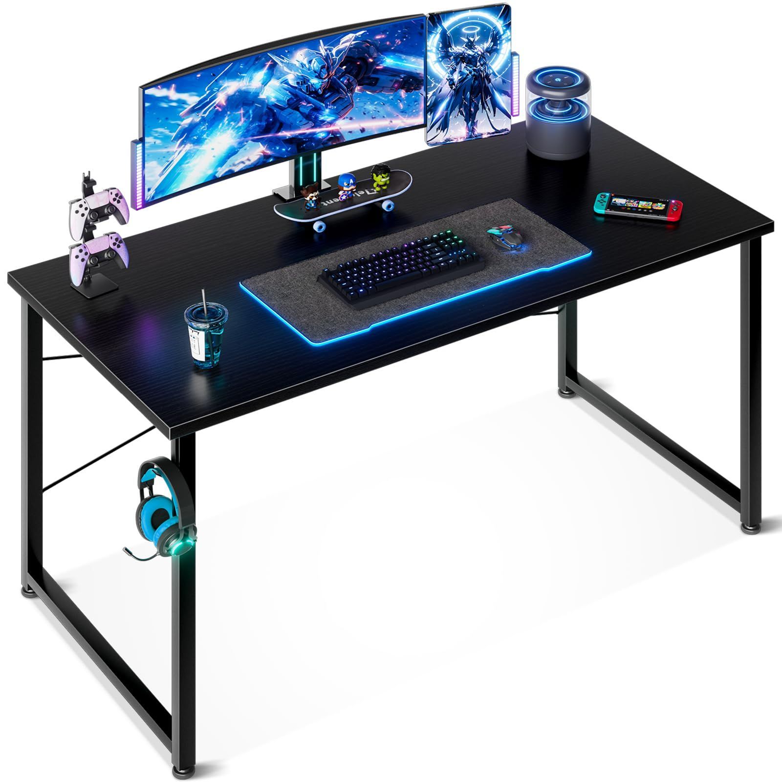 在庫処分 ODK デスク ゲーミングデスク 机 pcデスク 幅120cm パソコンデスク ?子 ゲームデスク computer desk ??? オフィスデスク 学習机 シンプル コンパクト フック付き 在宅ワーク おしゃれ 組立簡単 黒い