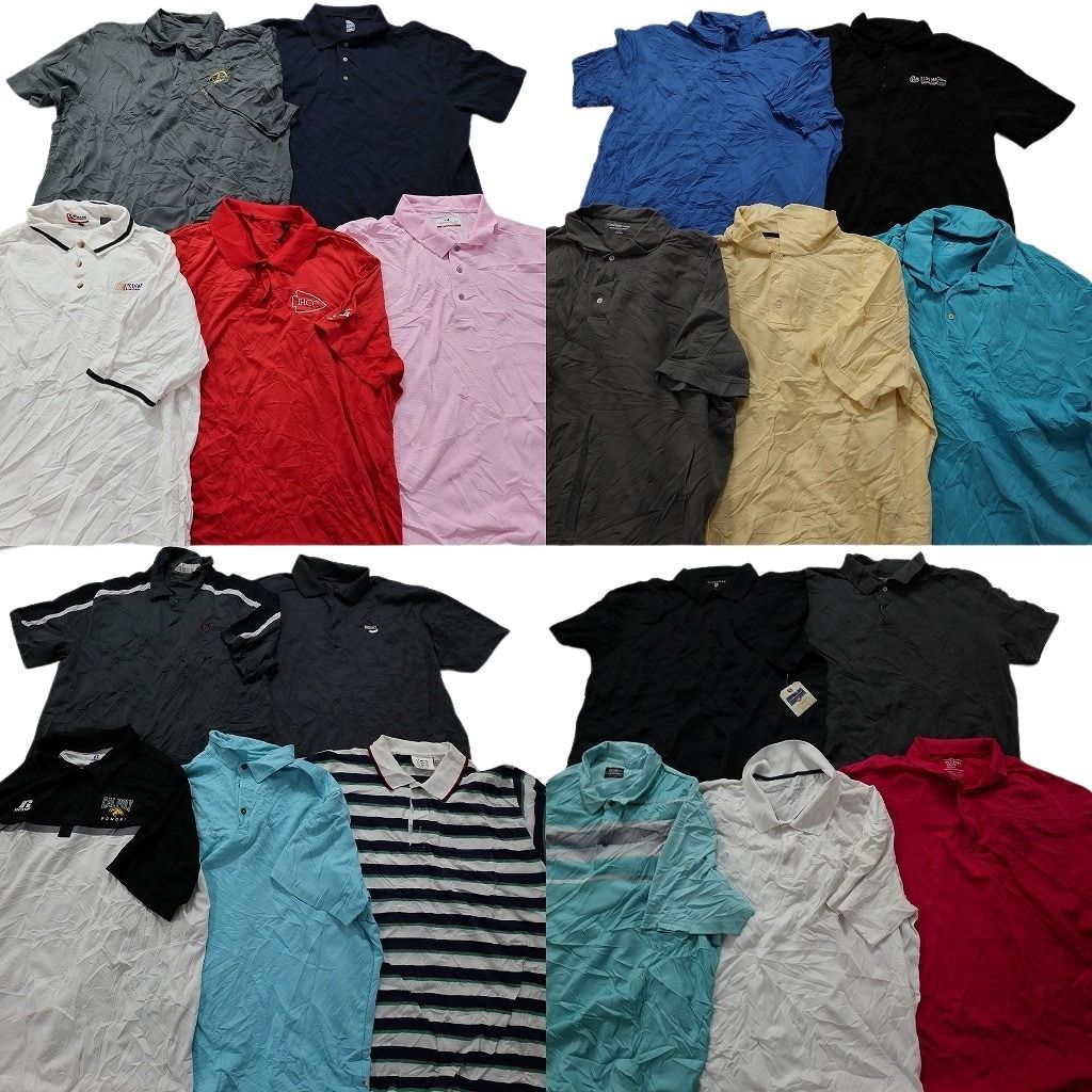古着卸 まとめ売り ポロシャツ 20枚セット (メンズ 2XL ) デッドストック ライン系 ワンポイント ボーダー ワンポイント 中古 古着 MY9648