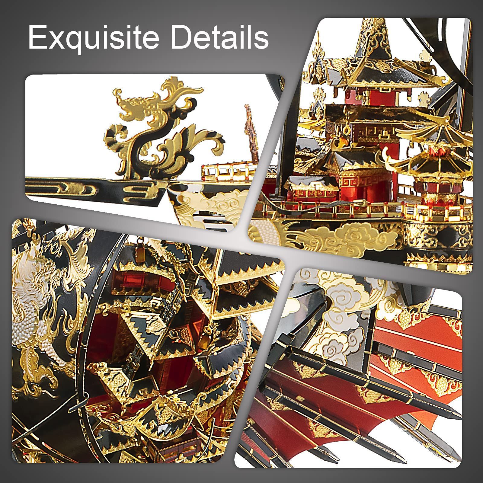 在庫 Piececool ピースクール 立体パズル 金属製 破浪者号 古代戦艦 帆船 スタンド付き メタリックナノパズル 3dパズル 組み立て必要 接着剤不要 難易度6つ星 中級者 大人向け 置物 STEELWINDOWSANDDOORS_COM