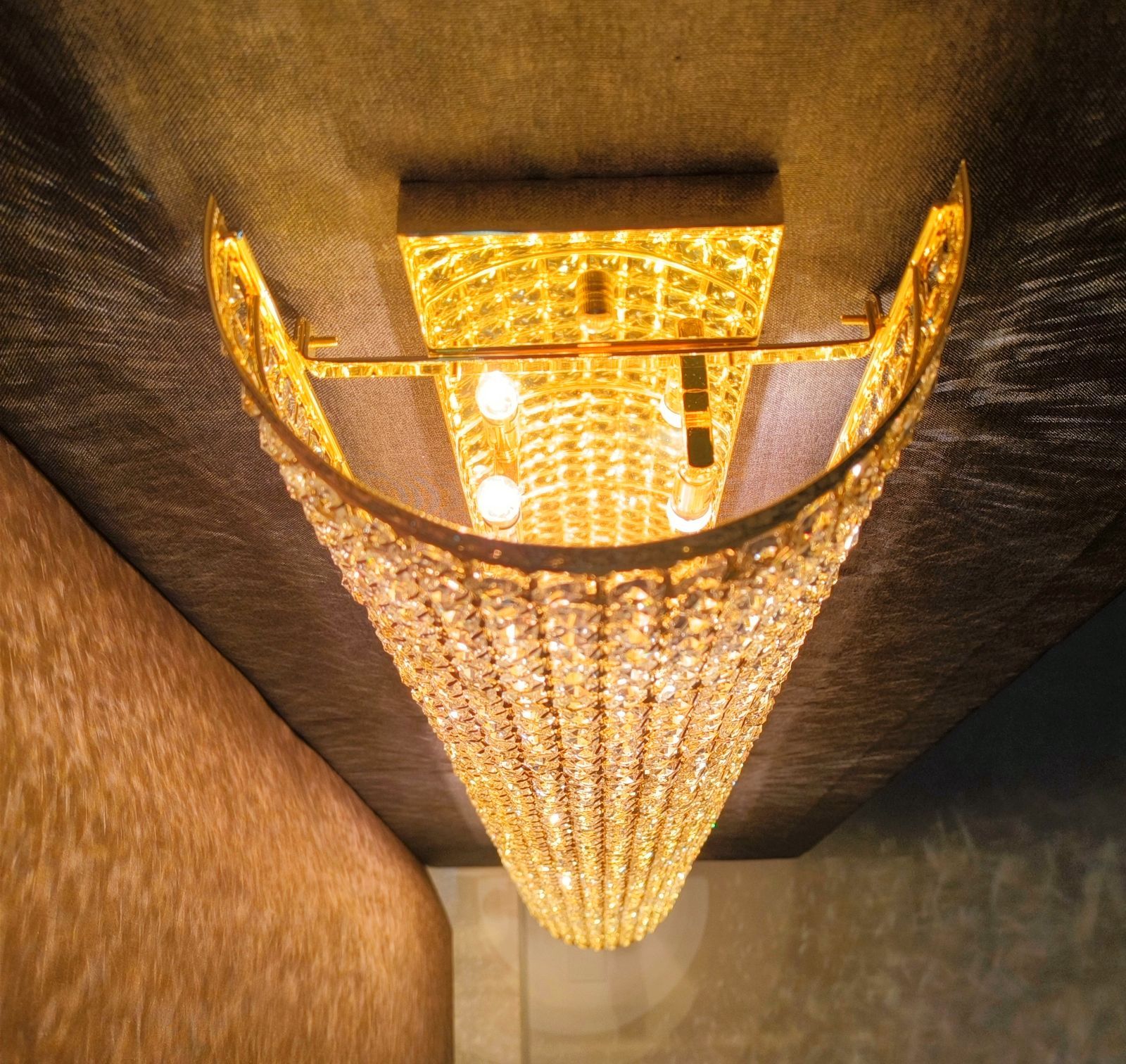 オリジナル 豪華！幅120cm 壁掛シャンデリア フルゴールドメッキ