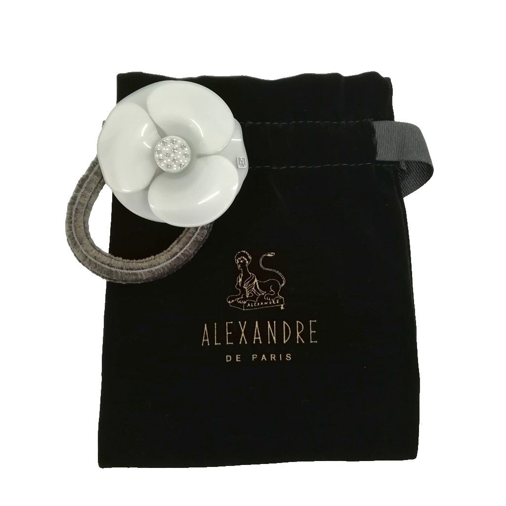 アレクサンドルドゥパリ Alexandre De Paris ラインストーン カメリア ヘアゴム ヘアアクセサリー グレー系