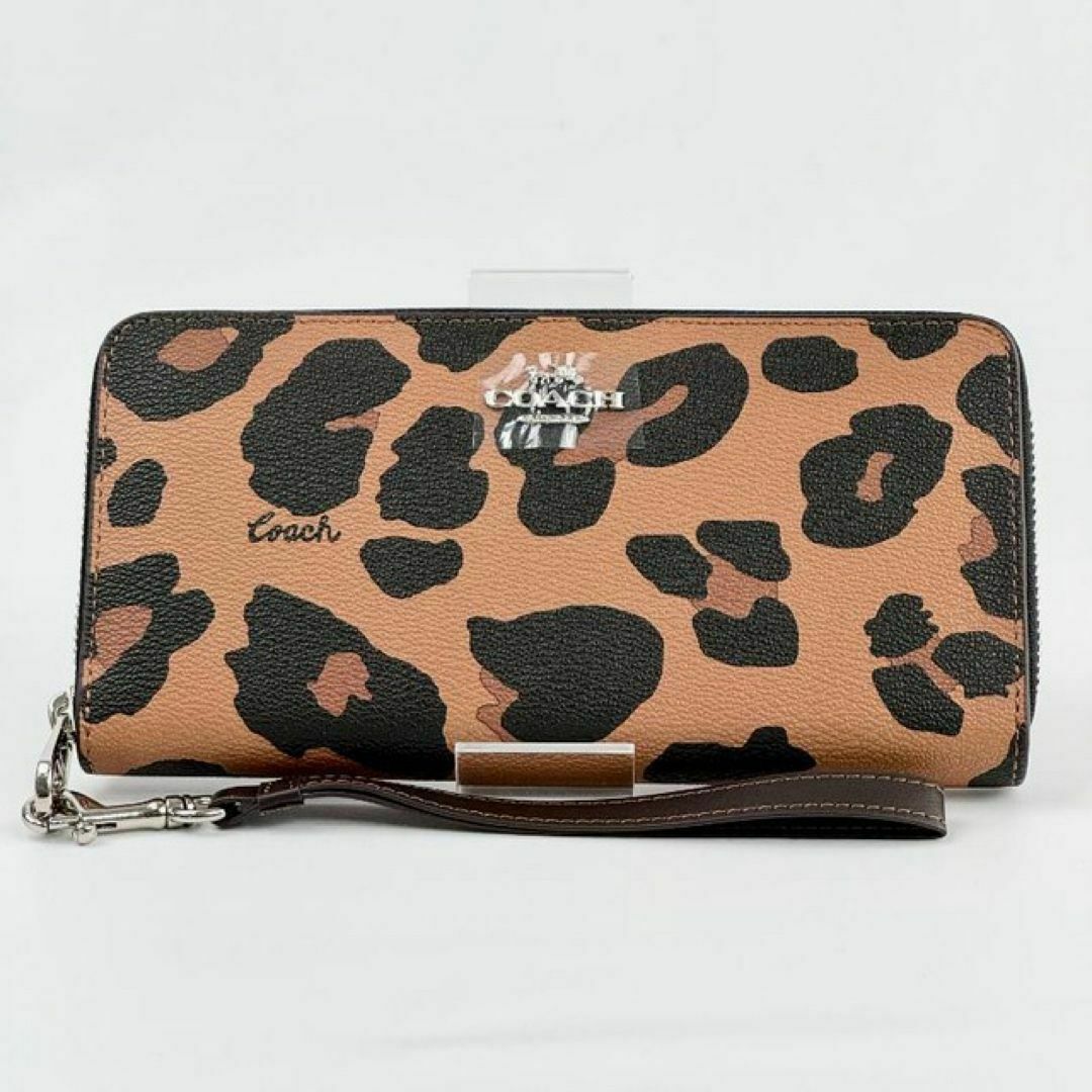 新品・未使用】COACH 長財布 レオパード柄 ライトサドル ストラップ付