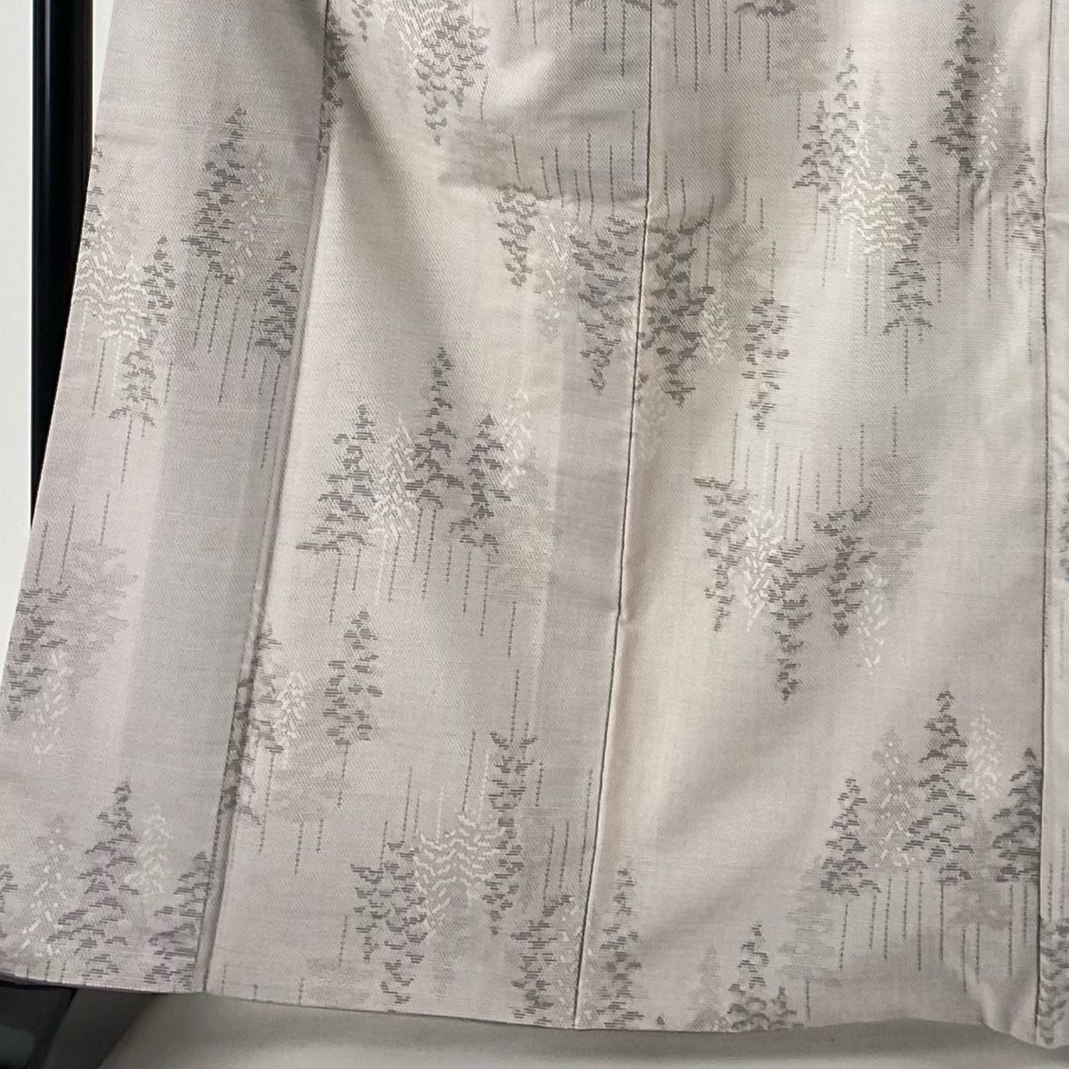 塩沢紬 身丈165cm 裄丈66cm M 袷 証紙 樹木 灰紫 正絹 名品 【中古  