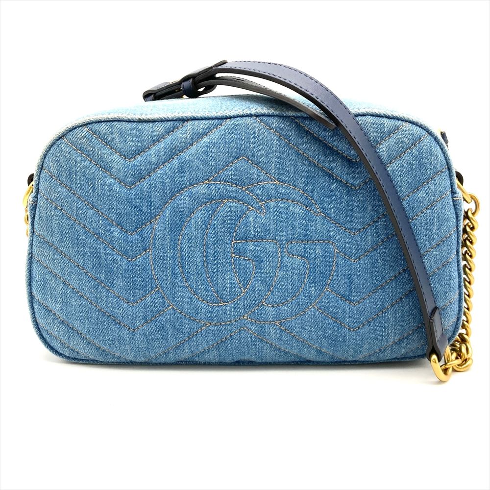 Gucci デニム キルティング バッグ パール付き GGロゴ グッチ