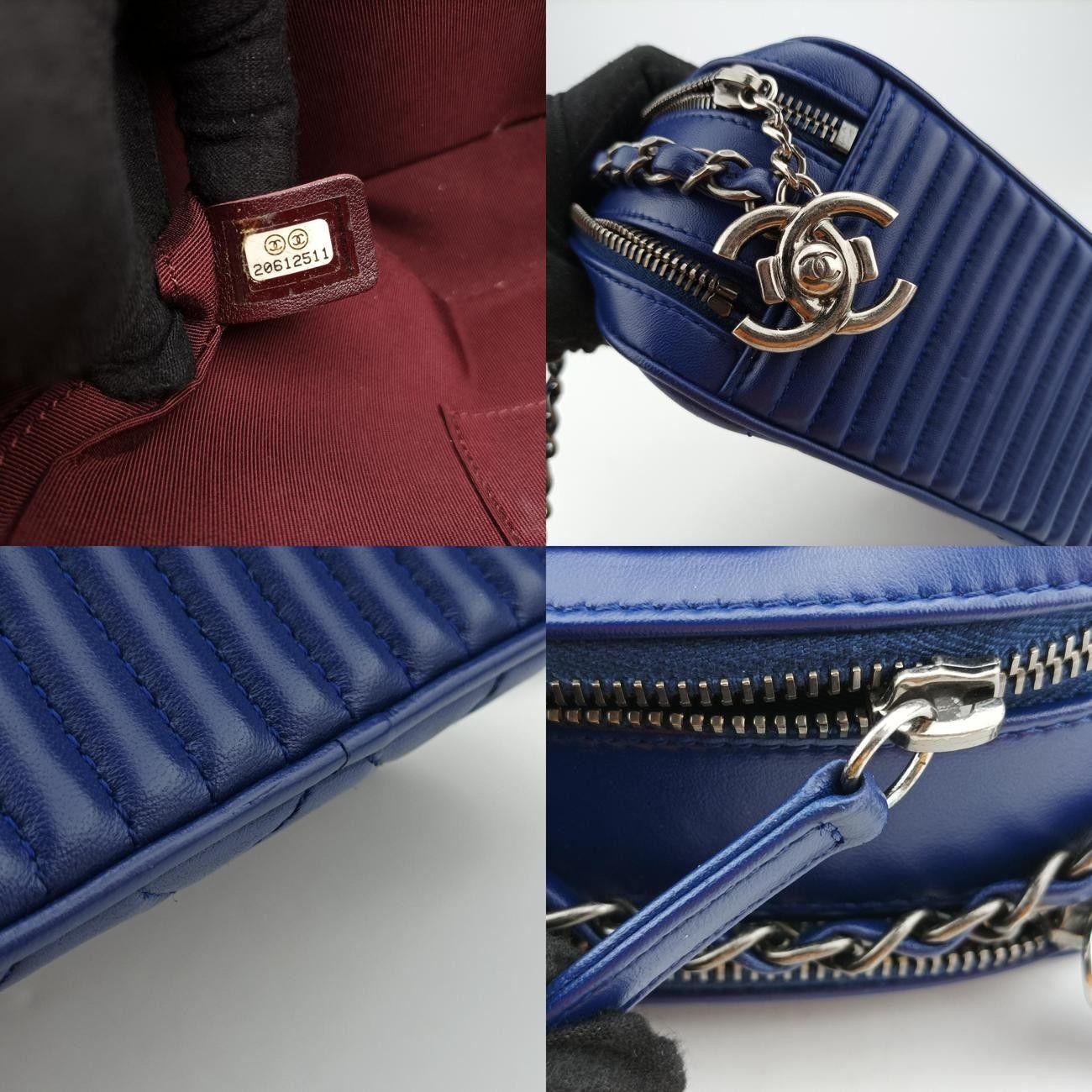 シャネルChanelココボーイ カメラケースブルーラムスキンA9265620612511