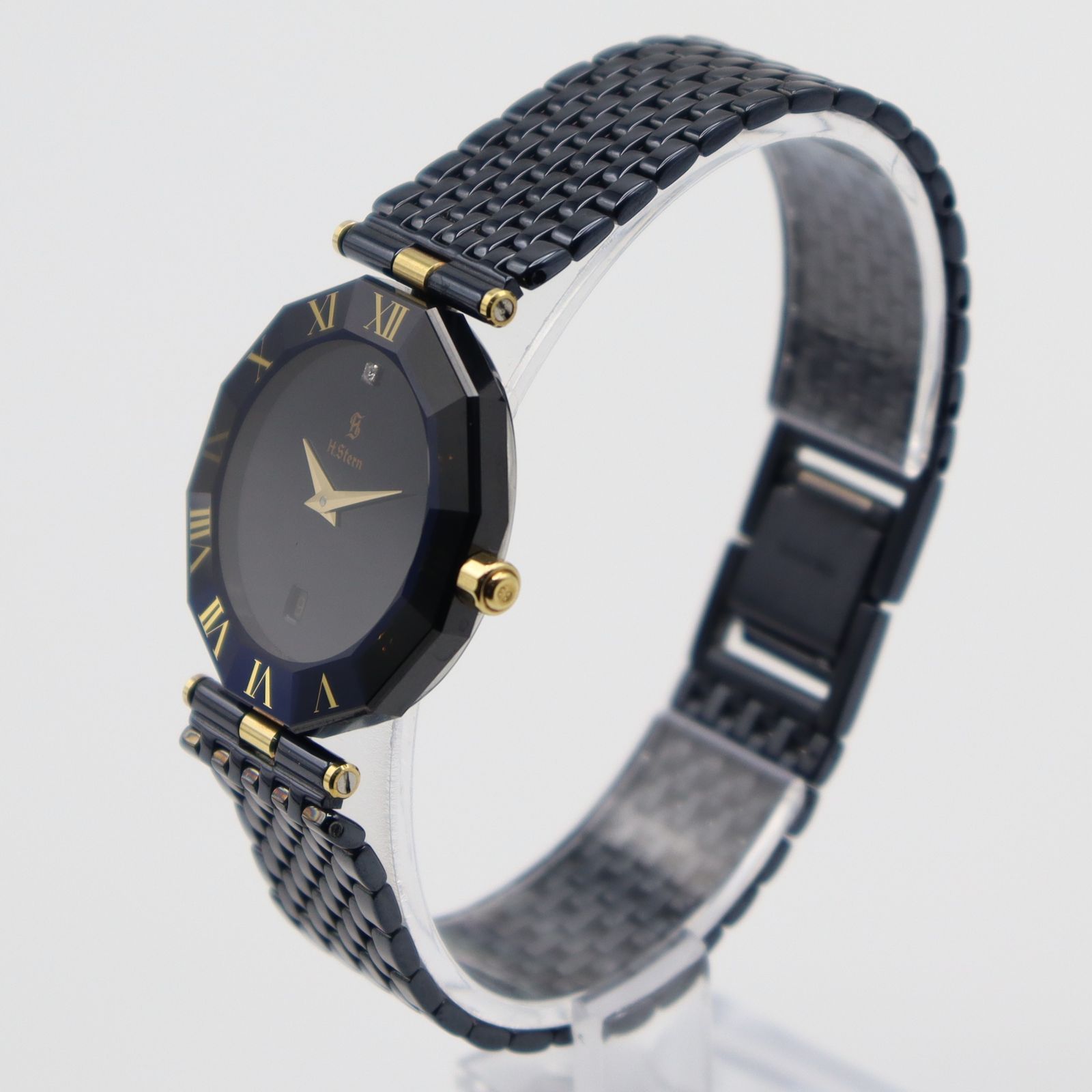 良品 電池新品 アガ・スターン H.Stern クォーツ 1Pダイヤ 18K+