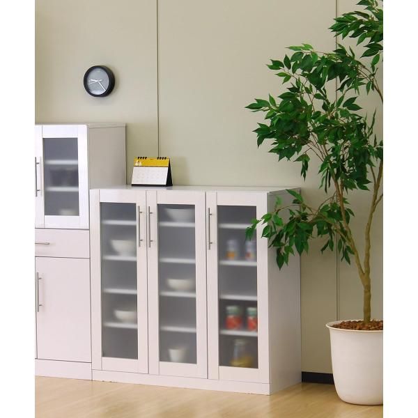 新品] クロシオ 割引 ( KUROSHIO ) カトレア食器棚 90-90 ホワイト 幅