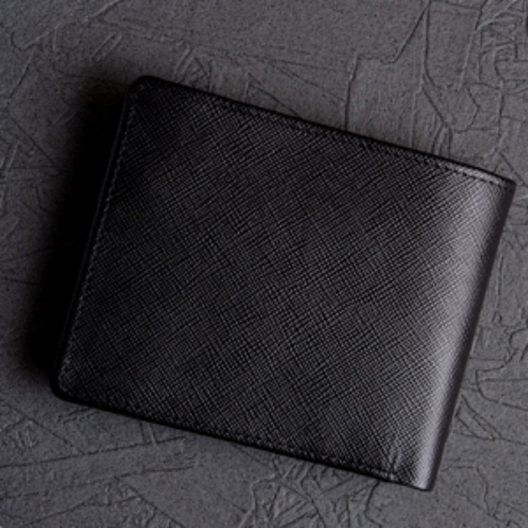 【最新作，大得価】 新品 未使用 二つ折り財布 財布 メンズ 男性 本革 大容量 ブラック 黒 サフィアーノレザー ナッパレザー ビジネス お洒落 シンプル 高級感 二つ折り財布