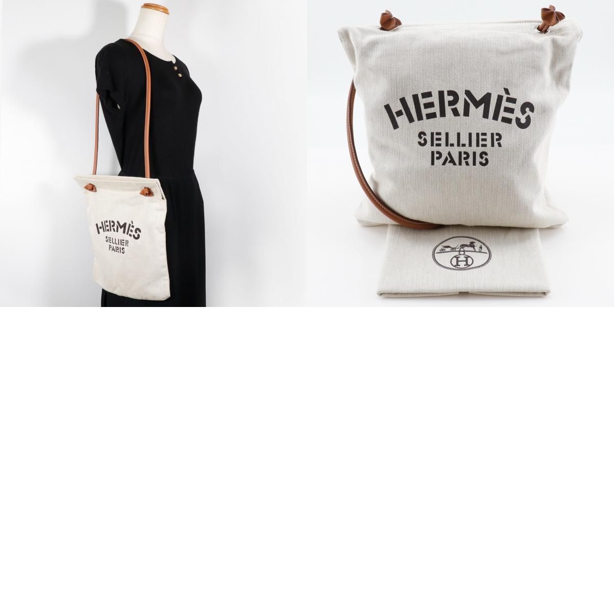 HERMES】エルメス アリーヌMM キャンバス キャンバス ベージュ U