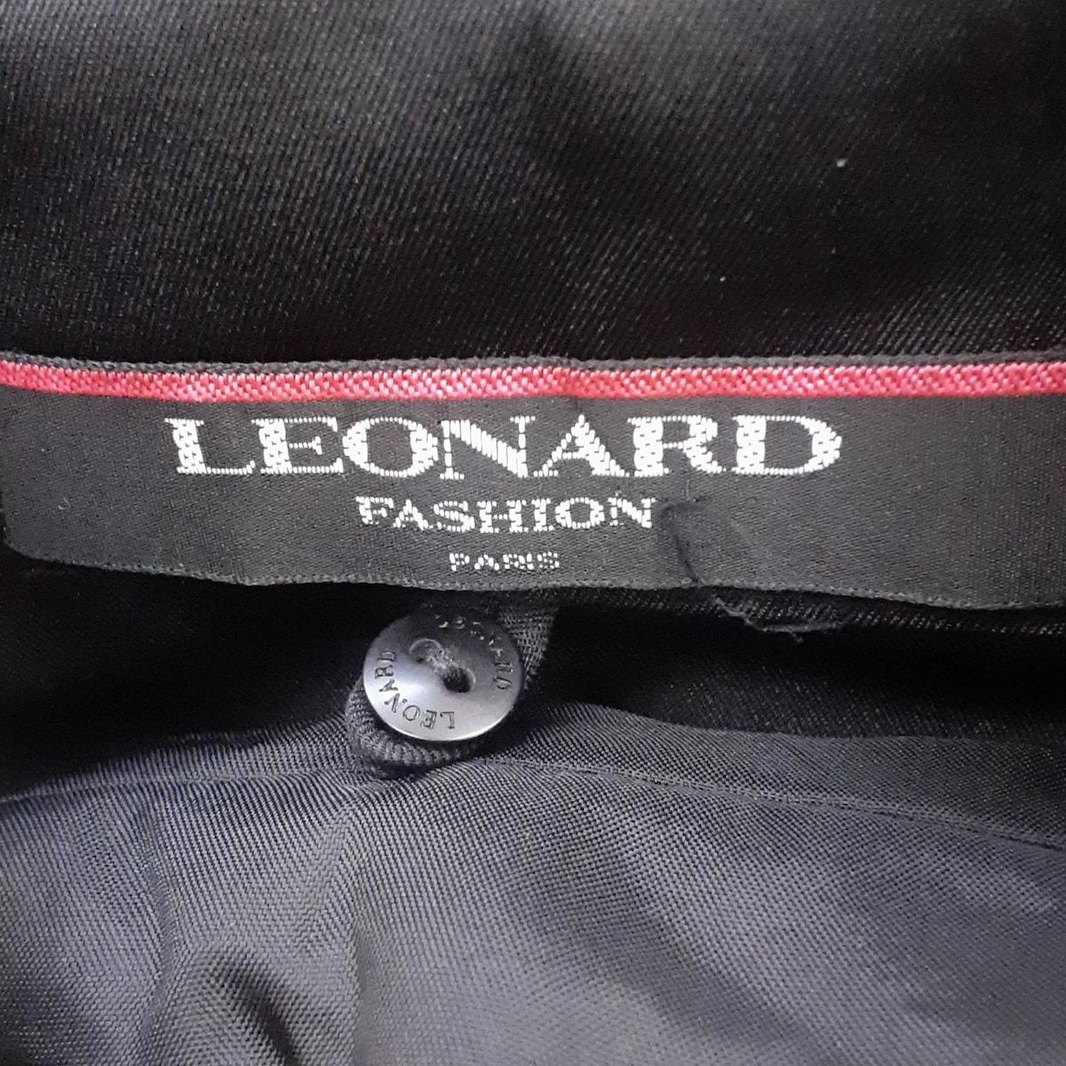 LEONARD FASHION レオナール コート ブラック ヒョウ柄 11R 中古・古着通販】LEONARD (レオナール) シルク中綿コート