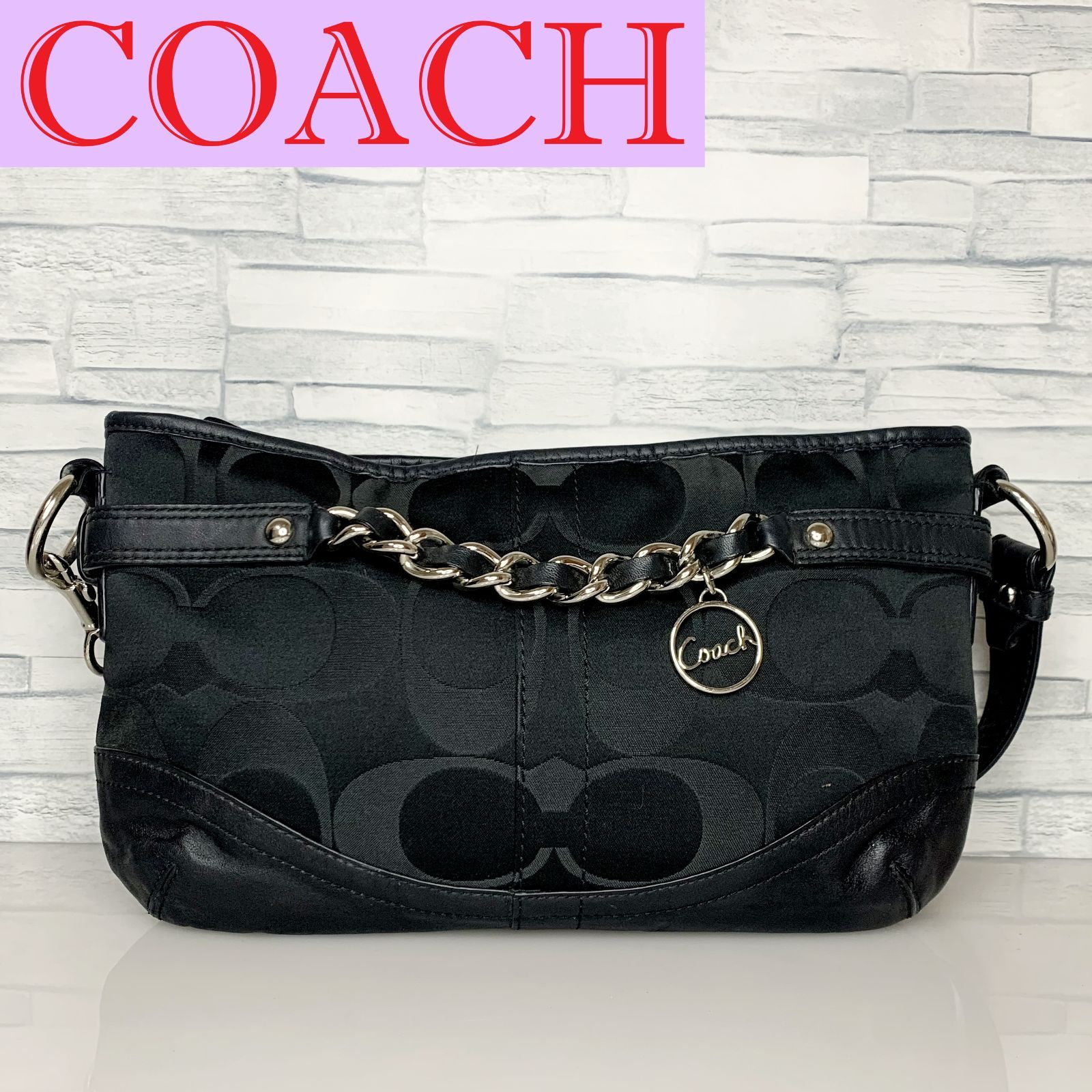 (✨極美品✨)COACH コーチ　シグネチャー ショルダーバッグ　ブラック 極美品✨COACH コーチ シグネチャー ワンショルダーバッグ