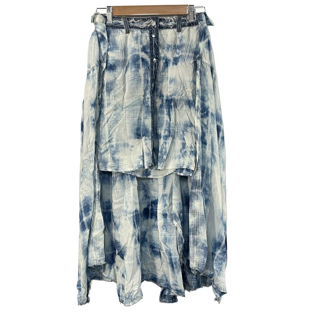 DIESEL ディーゼル 巻きスカート サイズ26 S レディース - 白×ライトブルー×ネイビー チェック柄|変形デザイン
