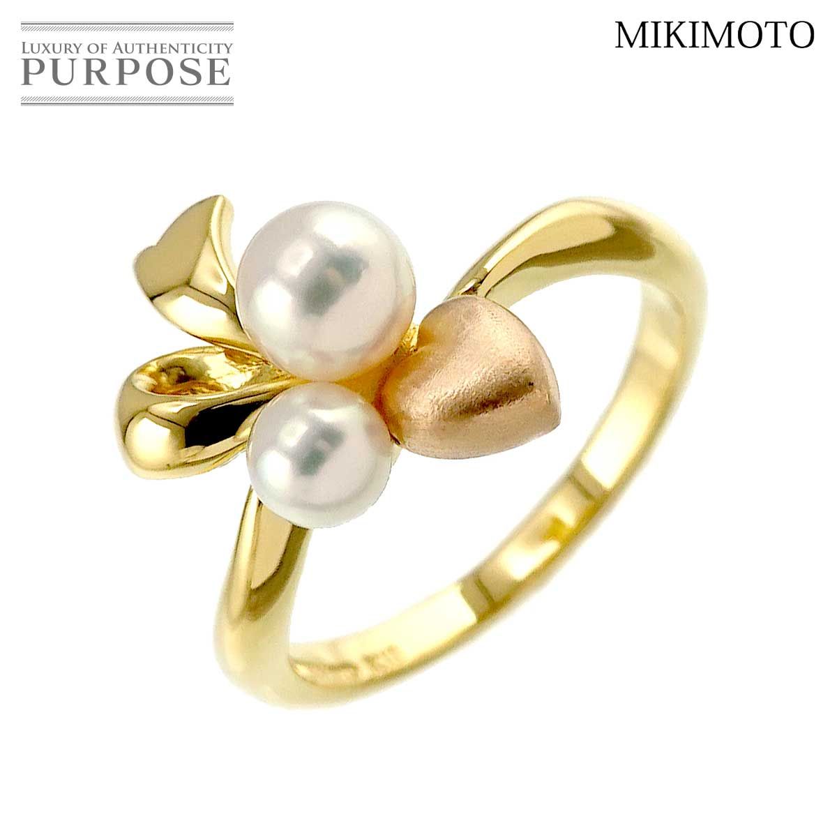 ミキモト MIKIMOTO 14号 リング アコヤ真珠 5.5-4.3mm K18 YG PG イエロー ピンクゴールド 750 パール 指輪  Akoya Pearl Ring 90240619 - メルカリ