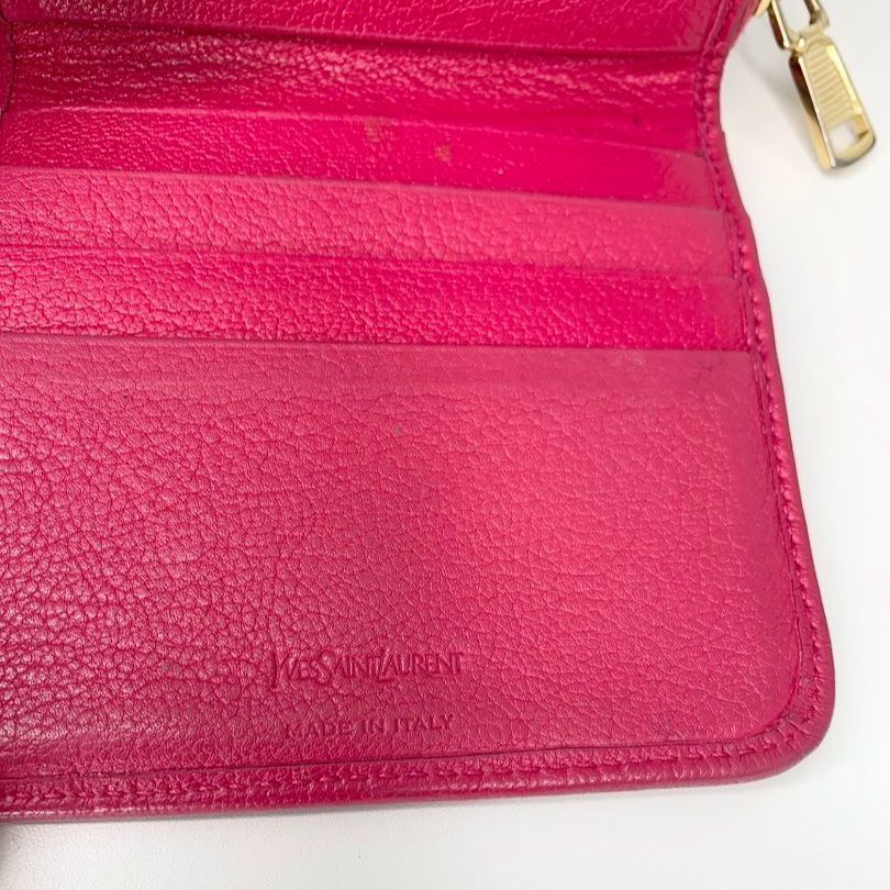 YSL ピンク 二つ折り財布 YSL ピンクレザー 二つ折り財布 YSL ピンク レザー 二つ折り財布 SAINT