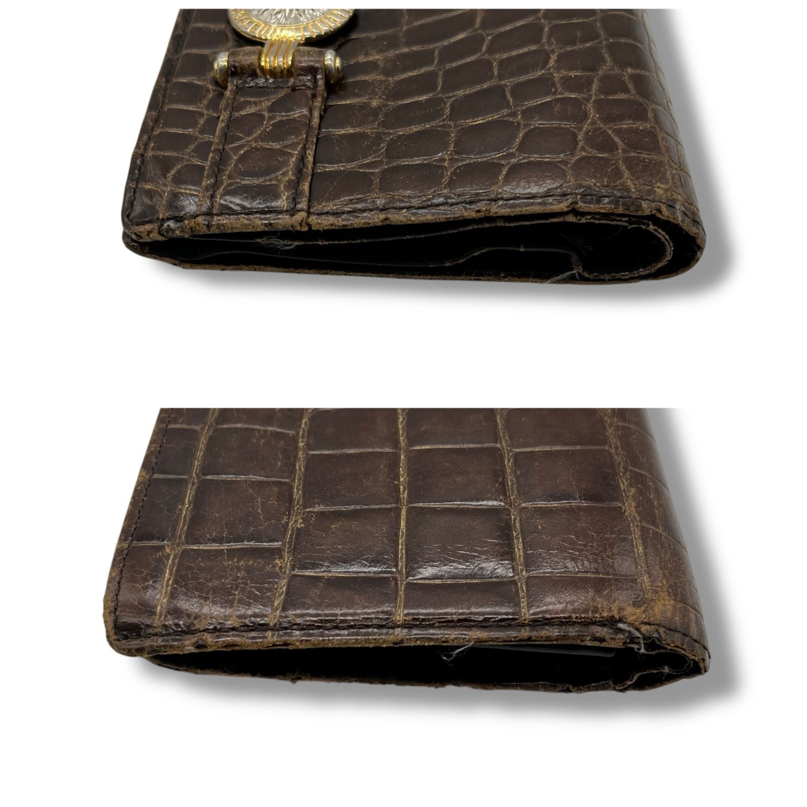 Gianni Versace 二つ折り財布 クロコ型押し メデューサ 1246