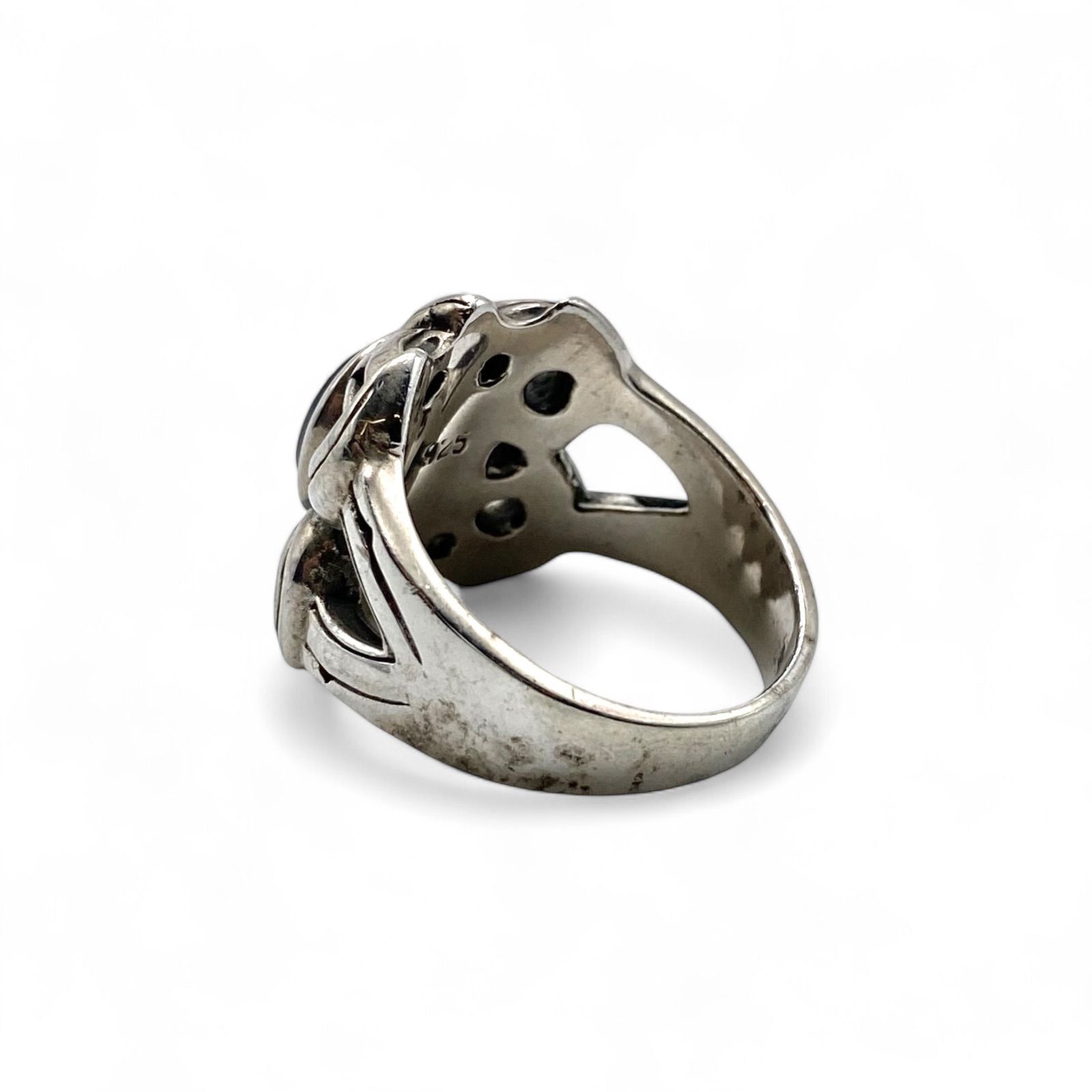 圧倒的重厚感】ブラックオニキス Silver 925 刻印 90s Vintage Ring 