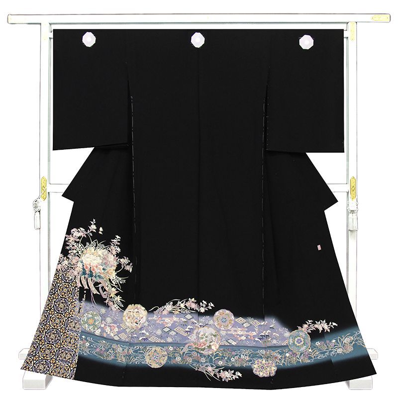 仕立無料 京友禅伝統工芸手描き正倉院文に加賀五彩染特撰黒留袖四季花熨斗華文