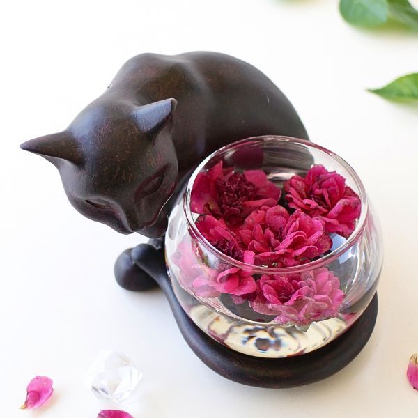 花瓶 ガラス フラワーベース 猫 オブジェ 置物 置き物 雑貨 グッズ 小物入れ かわいい 子ネコのミニベース しっぽネコ