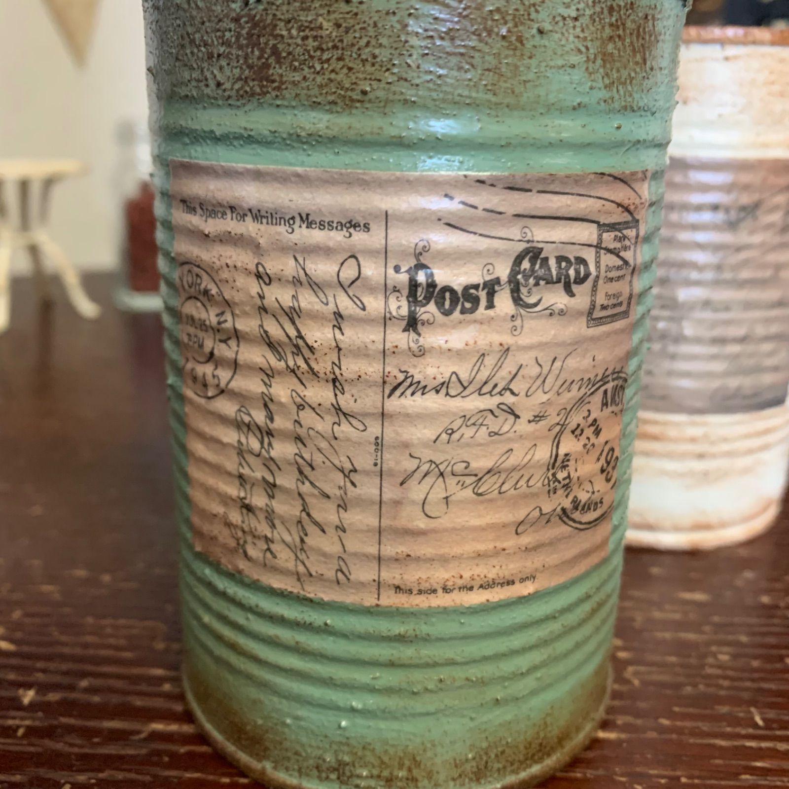 新柄❣️ トマト缶 リメイク缶 2個セット ナチュラルミント