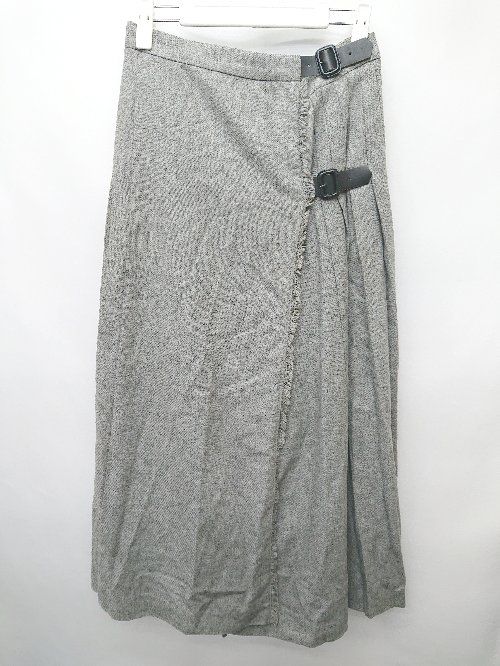 ◇ BEAMS BOY ビームス ボーイ ラップ巻き風 ウール混 ロング プリーツ スカート サイズ1 グレー レディース P  【1406240013913】