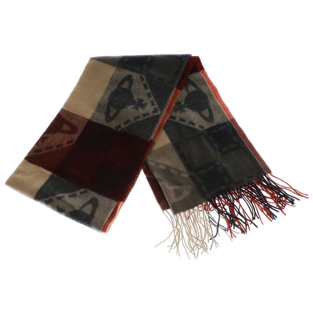 Vivienne Westwood マフラー チェック柄 ウール　ブラウン Vivienne Westwood (ヴィヴィアンウエストウッド) チェック柄