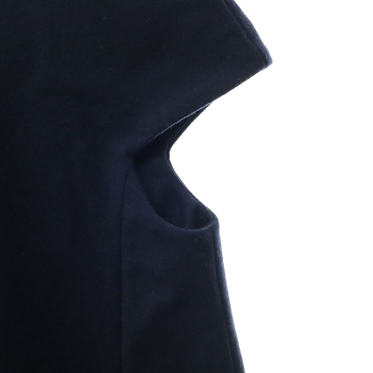 【美品】YOKO CHAN ワンピース　ネイビー×イエロー 美品 YOKO CHAN ヨーコチャン ウールブレンド ノースリーブ