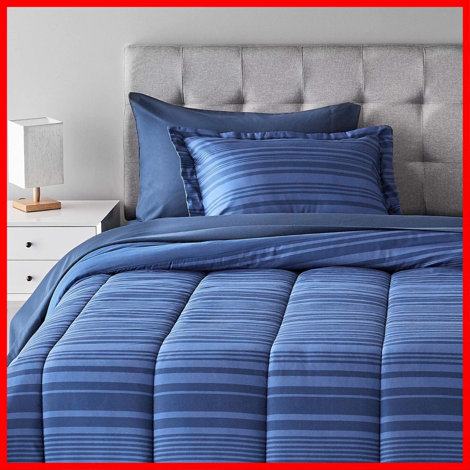 数量 5点セット ツイン ツインXL ブルーカルバンストライプ マイクロファイバー素材 軽量 掛け布団寝具セット ベーシック