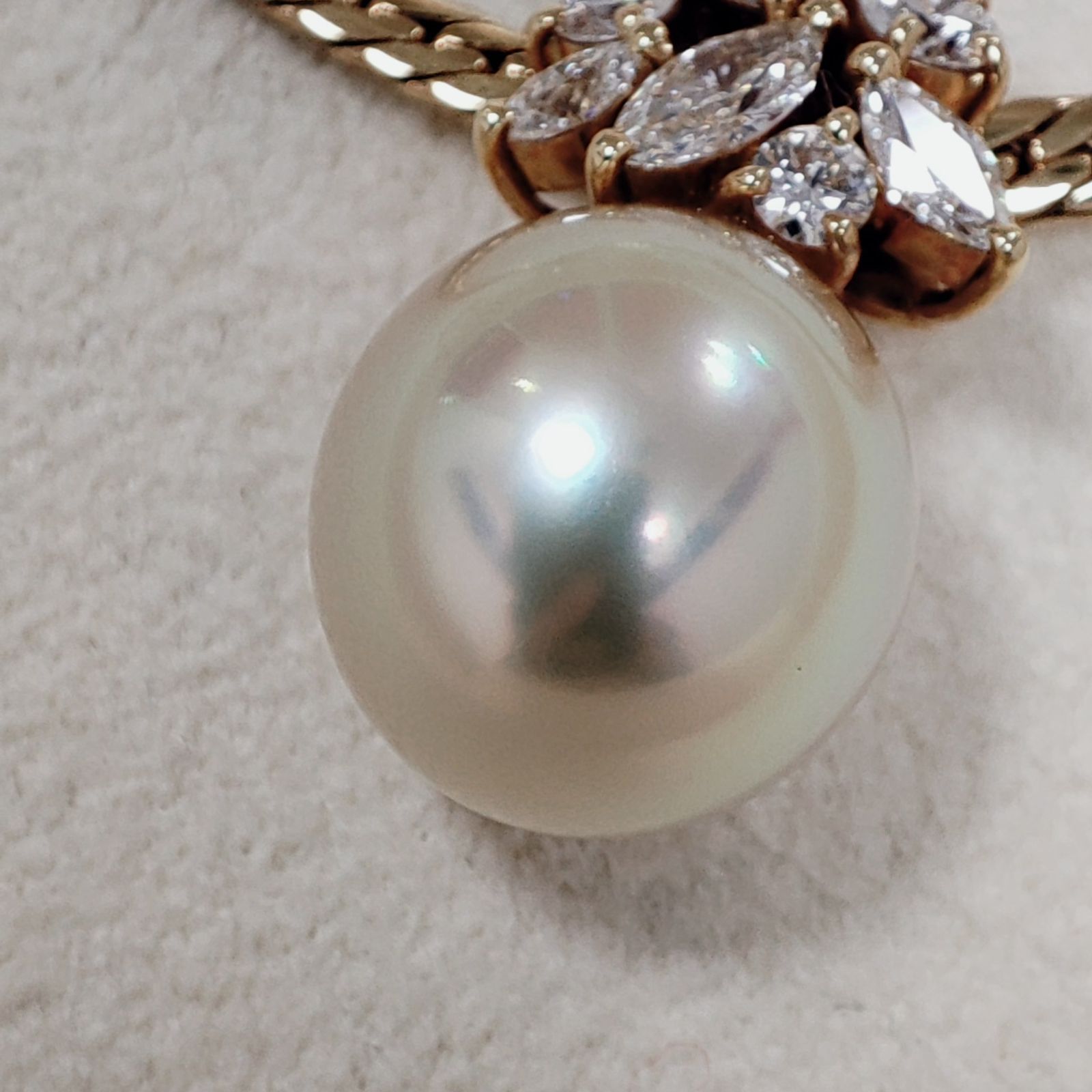 ミキモト MIKIMOTO K18 一粒パール11.4mm ダイヤ0.77ct ネックレス 