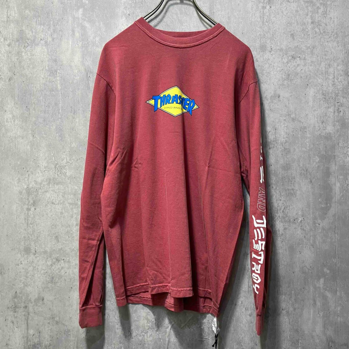 WIND AND SEA × THRASHER CRIMSON LONG SlEEVE T-SHIRT size M 長袖Tシャツ ウィダンシー × スラッシャー