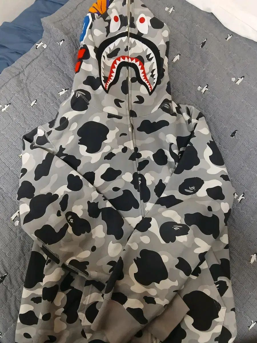 【雷市場（ポンジャン）商品韓国直送】 正規品 A BATHING APE(アベイシングエイプ) シャークフーデッド グレー 2XL
