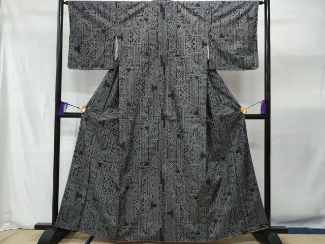 平和屋着物○上質な紬 幾何学文様 正絹 逸品 DAAV4989ud