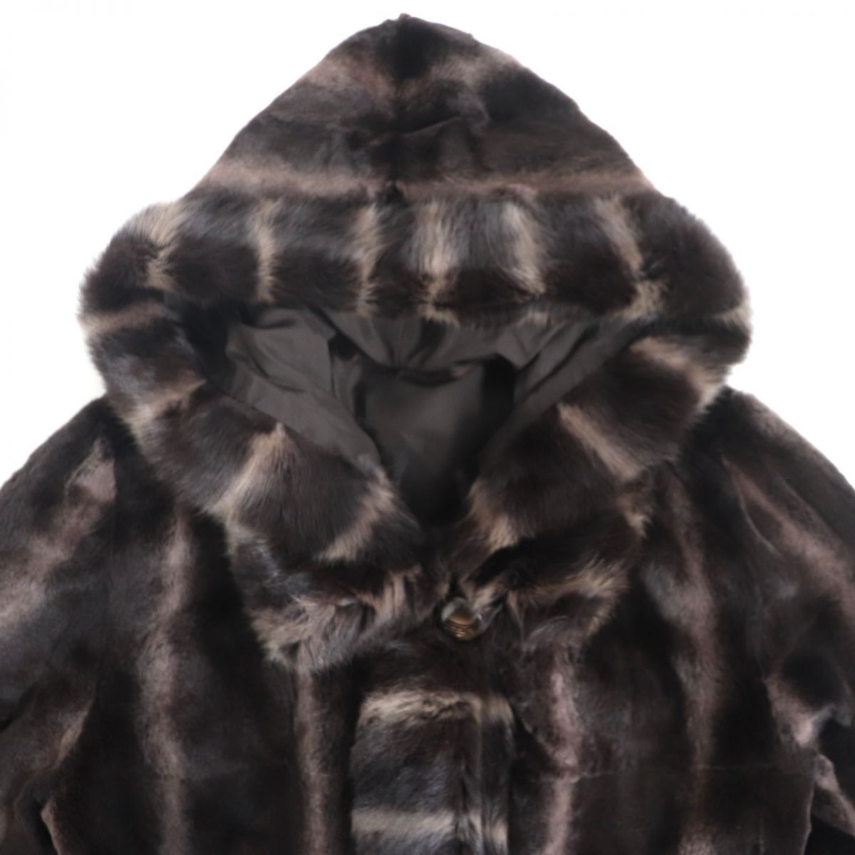 ウィーゼル？リス？ フード付き リバーシブル 毛皮 ロングコート
