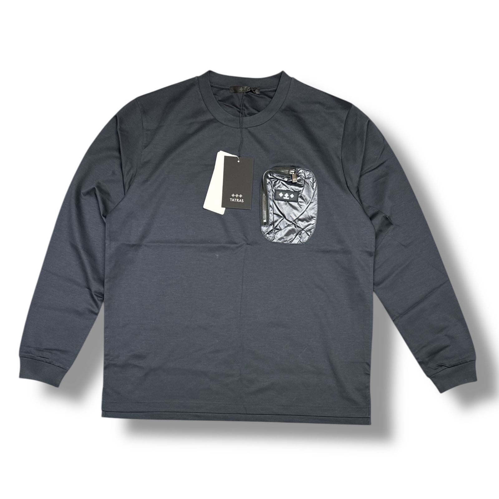 正規 参考上代28600円 TATRAS DELICIMO デリシモ 長袖Tシャツ ロンT カットソー タトラス MTAT24A8274-M ネイビー 2 80147A8