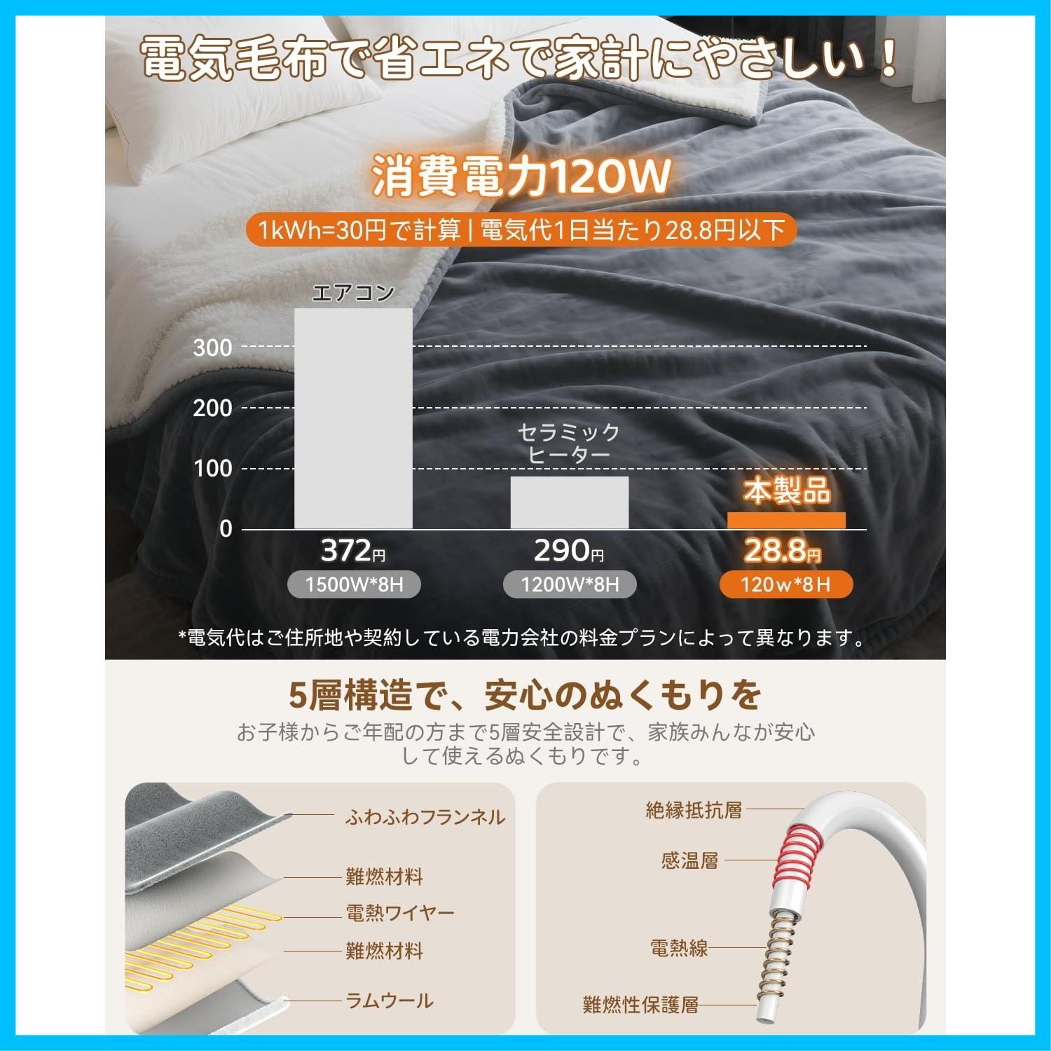 ギフト 冷え予防 ダニ退治 防臭 暖房器具 抗菌 防寒対策 過熱保護 毛玉なし 膝掛け肩かけ 5分速暖 丸洗い可 ふわふわ 電気ブランケット PSE認証済み ９段階タイマー設定 10段階温度調節 節電 掛け敷き兼用 電気膝掛け ダブルサイズ＆2