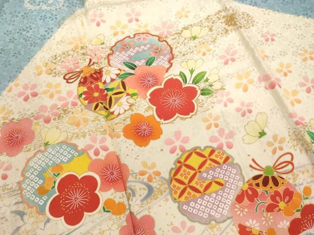 503ag4◎七五三 七歳 女児 総絞り風 銀駒刺繍 着物&袋帯&長襦袢◎ 503ag4◎七五三 七歳 女児 総絞り風 銀駒刺繍 着物&袋帯&